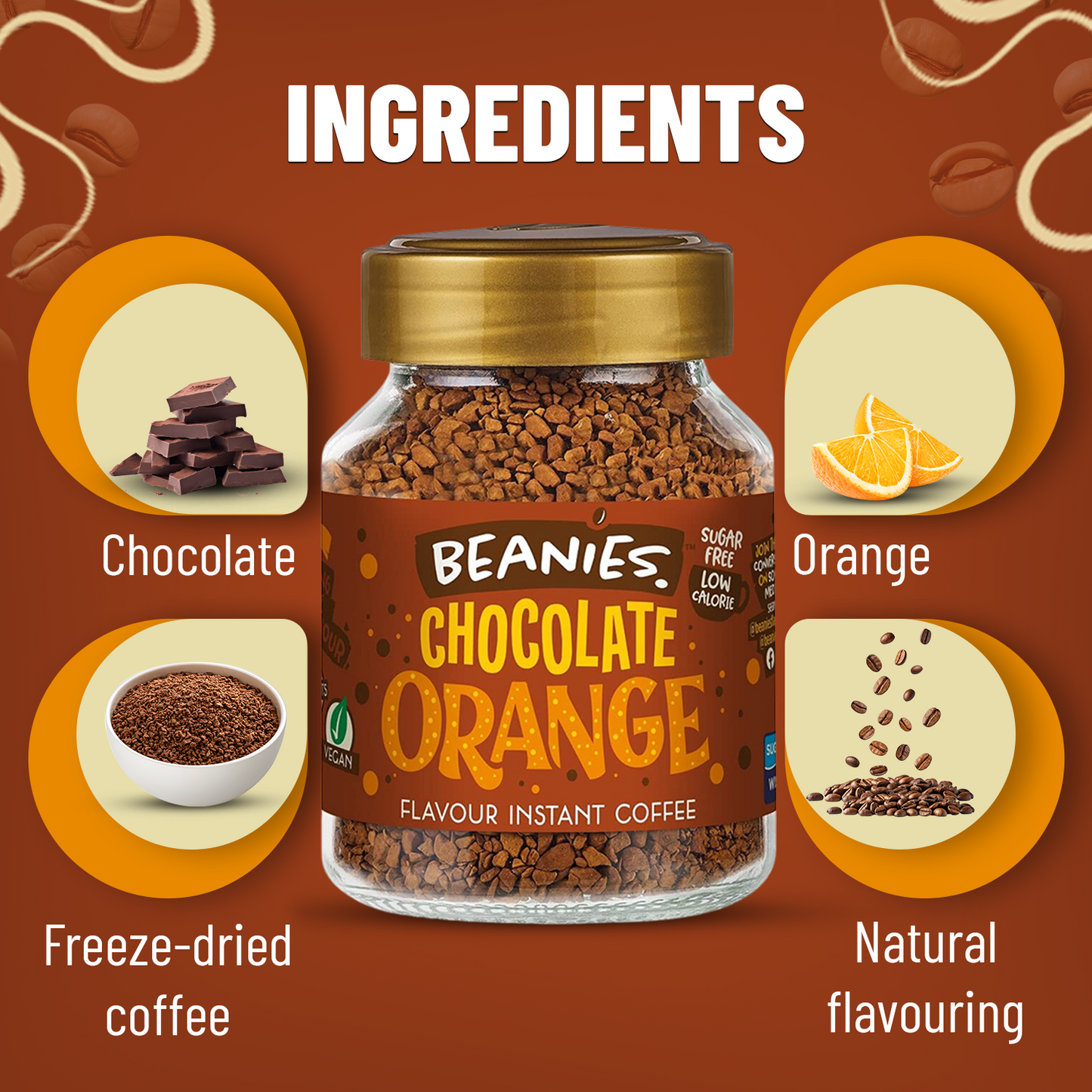 Beanies Chocolate Orange Flavour Instant Coffee, 50g