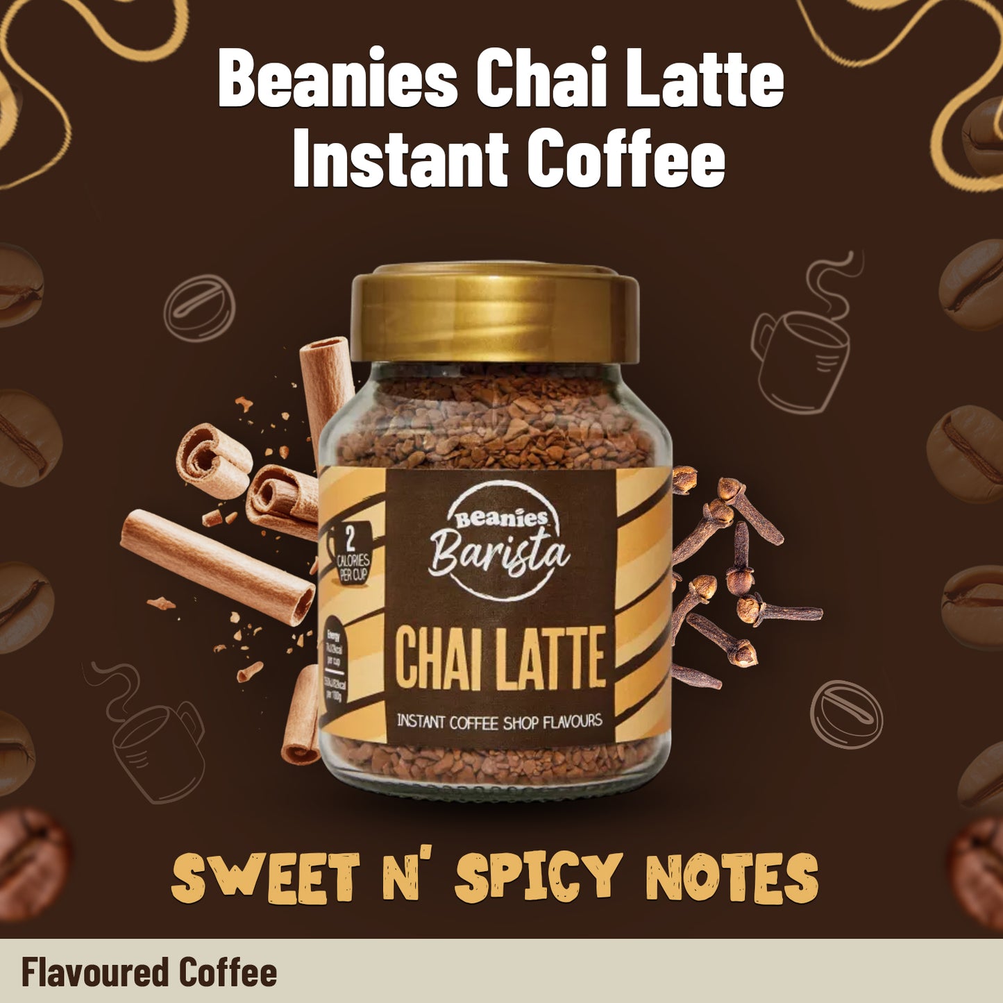 Beanies Barista Range - Chai Latte Instant Coffee, 50g