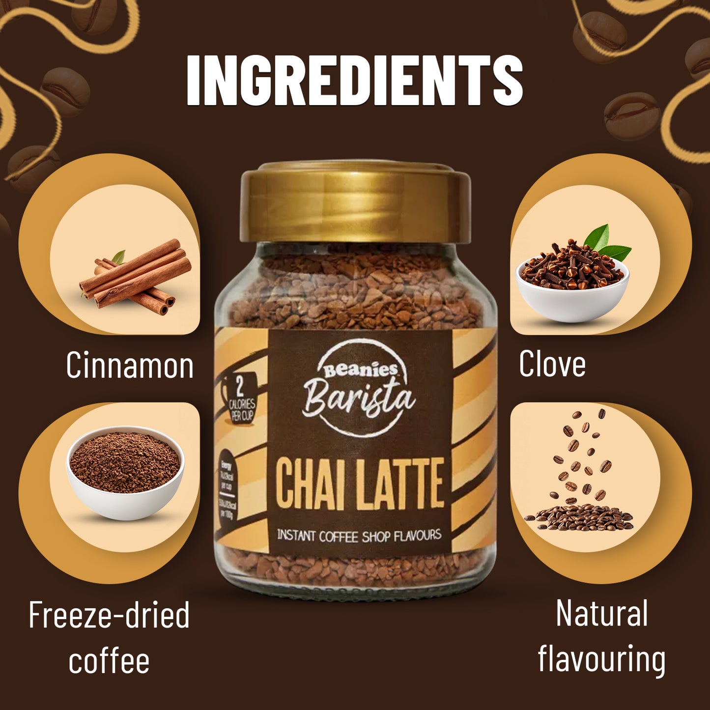 Beanies Barista Range - Chai Latte Instant Coffee, 50g