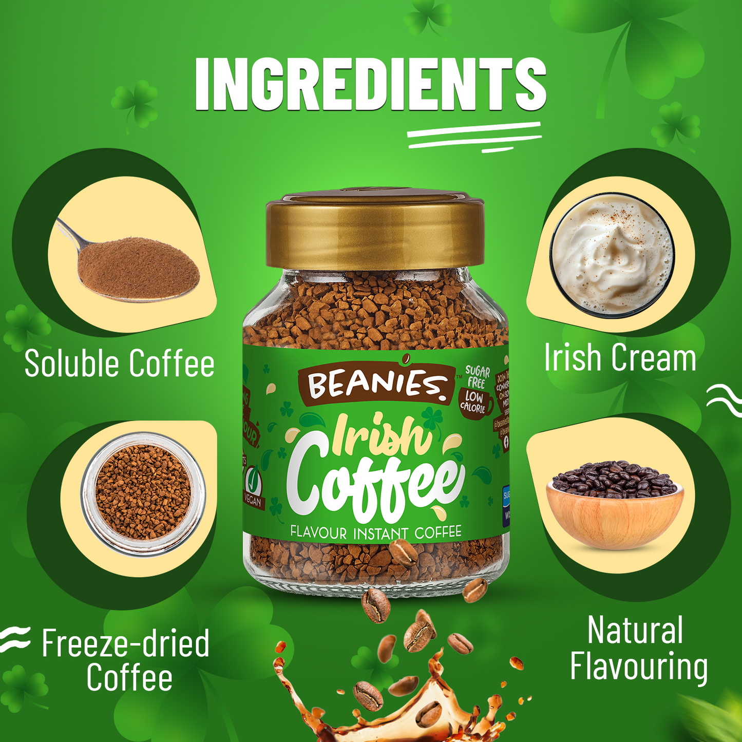 Beanies Irish Cream Flavour Instant Coffee, 50g
