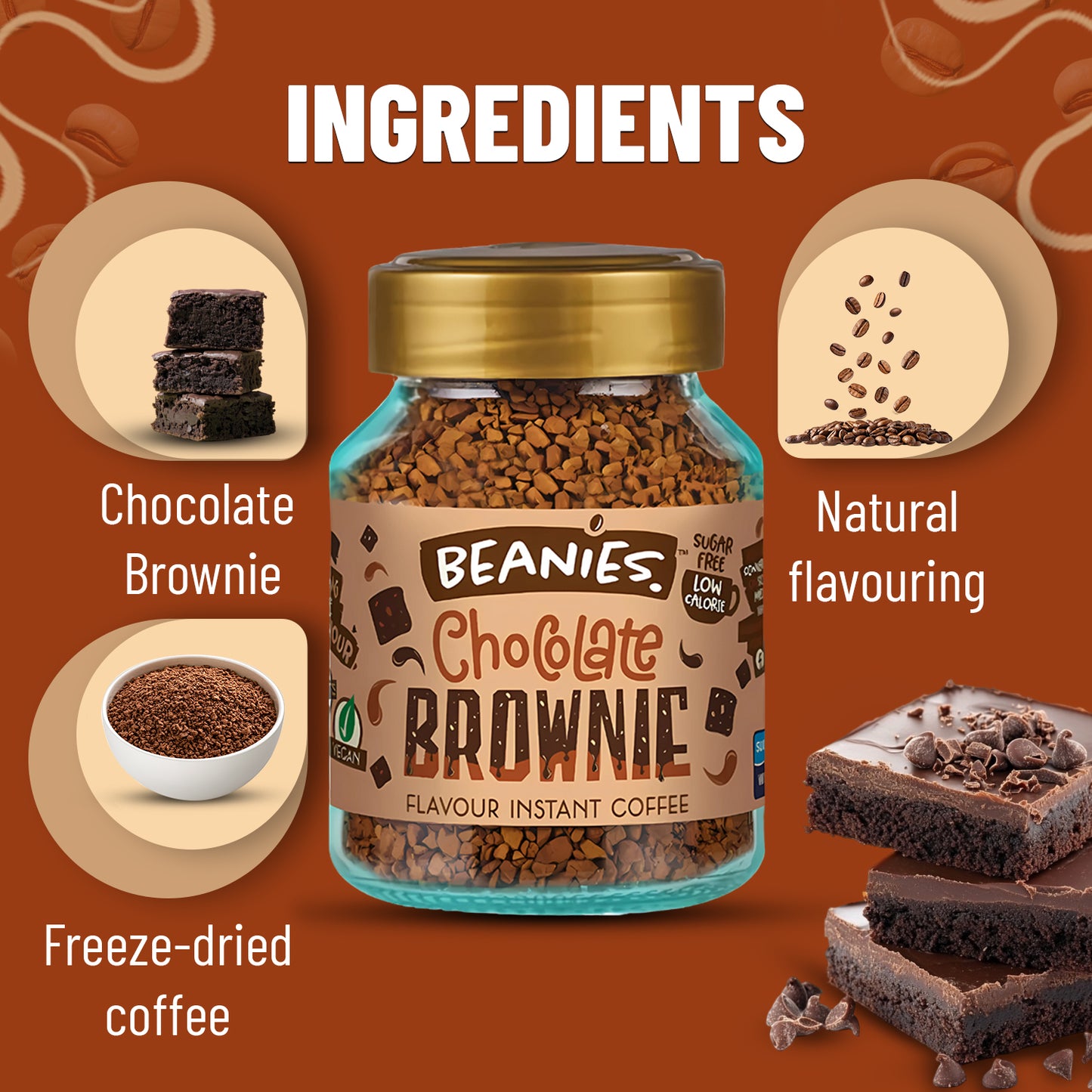 Beanies Chocolate Brownie Flavour Instant Coffee, 50g