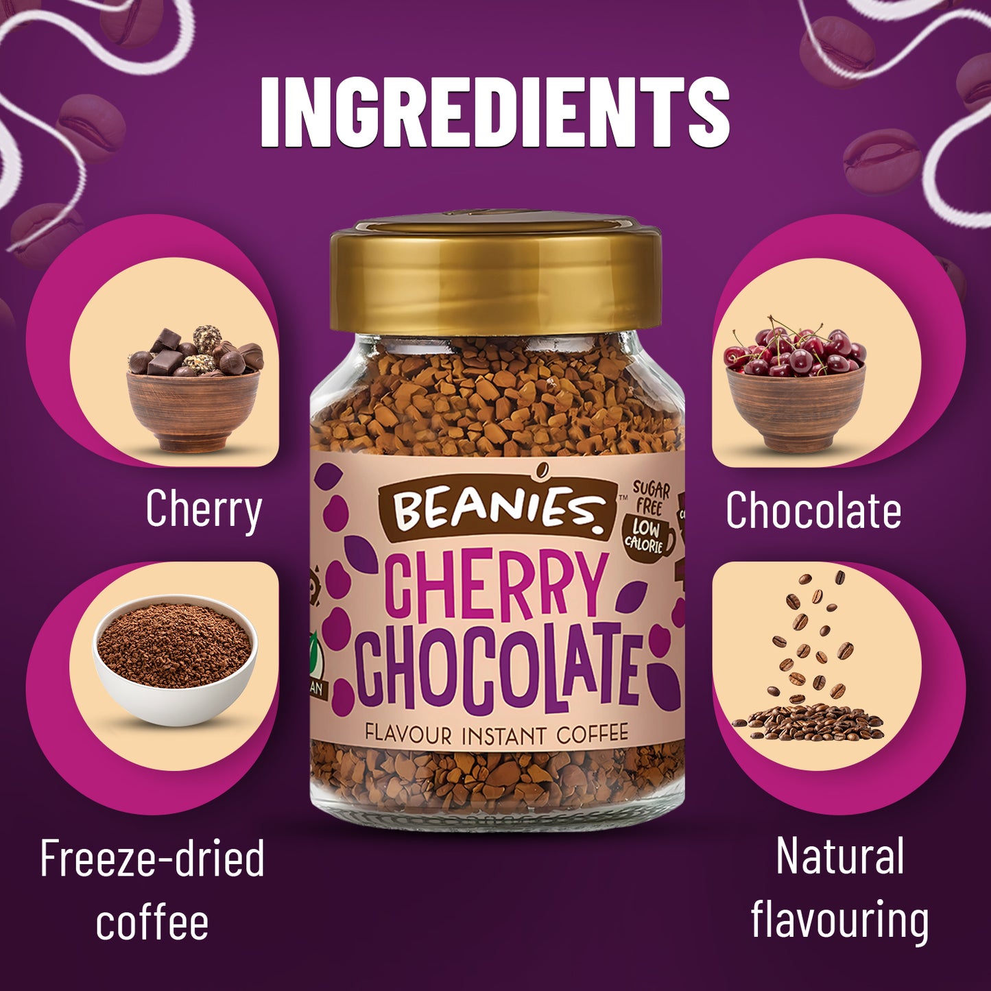 Beanies Cherry Chocolate Flavour Instant Coffee, 50g