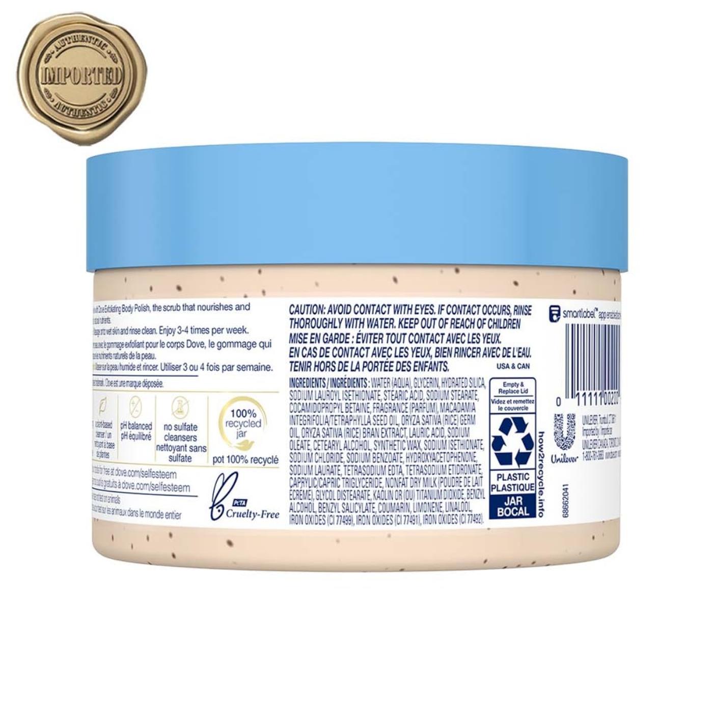 Dove Scrub Macadamia & Rice Milk 298g
