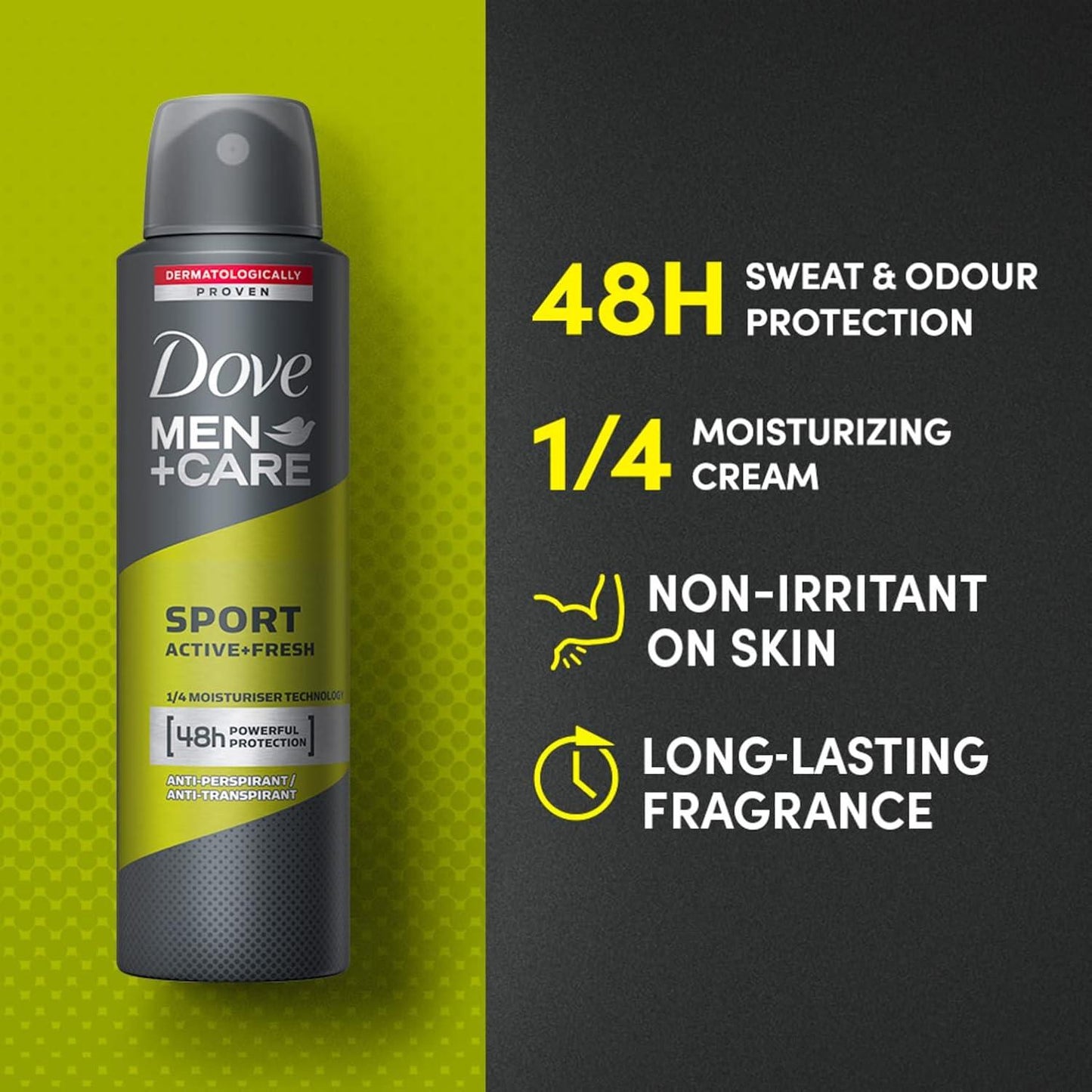 Dove Men+Care Sport Active+ Dry Spray Deodorant 150 ml Pack of 2