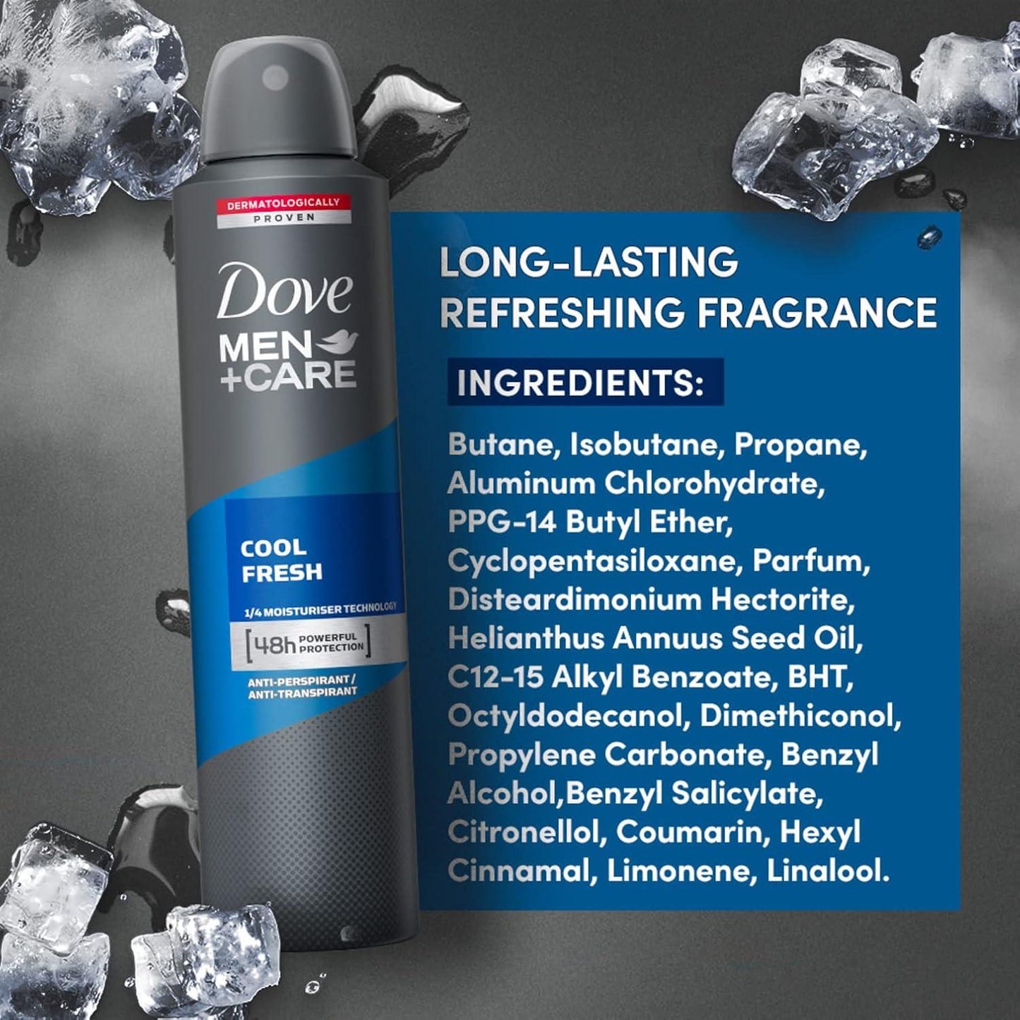 Dove Men+Care Cool Fresh Dry Spray Deodorant 250 ml Pack of 2