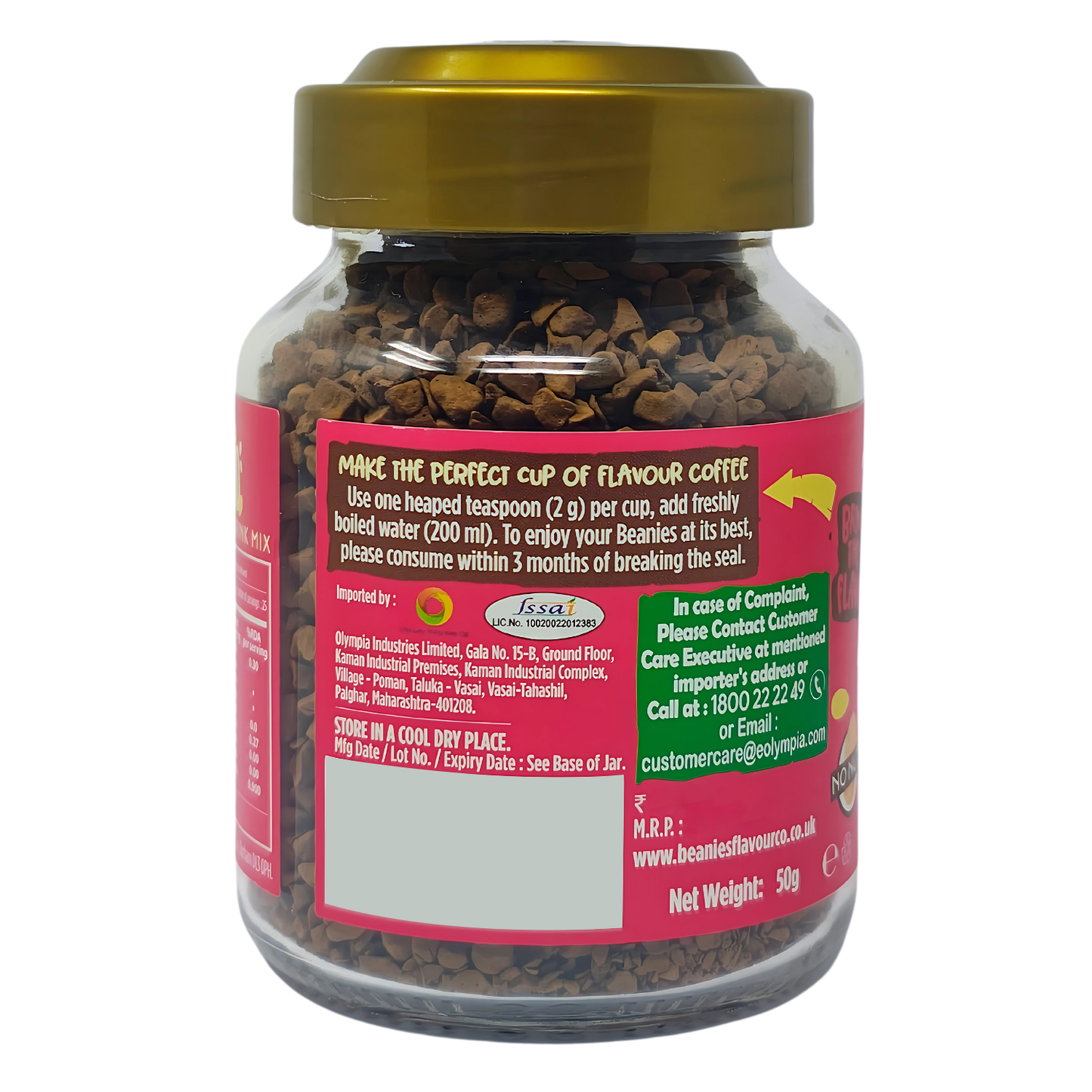 Beanies Amaretto Almond Flavour Instant Coffee, 50g