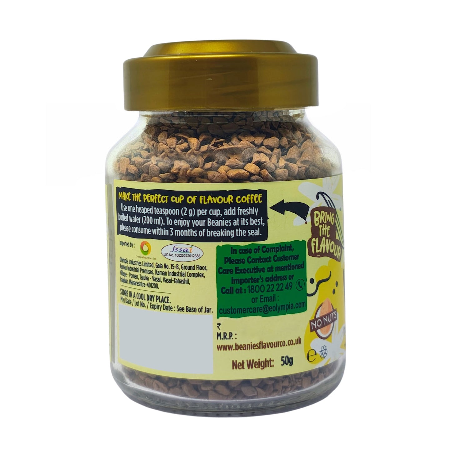 Beanies Very Vanilla Flavour Instant Coffee, 50g