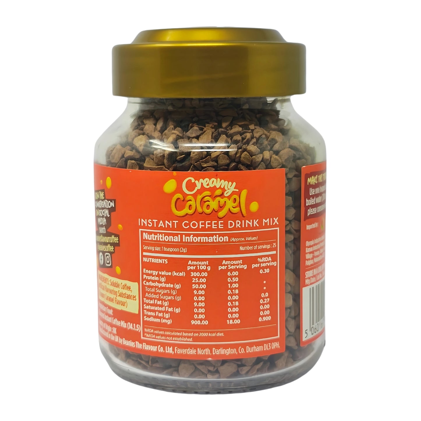 Beanies Creamy Caramel Flavour Instant Coffee, 50g