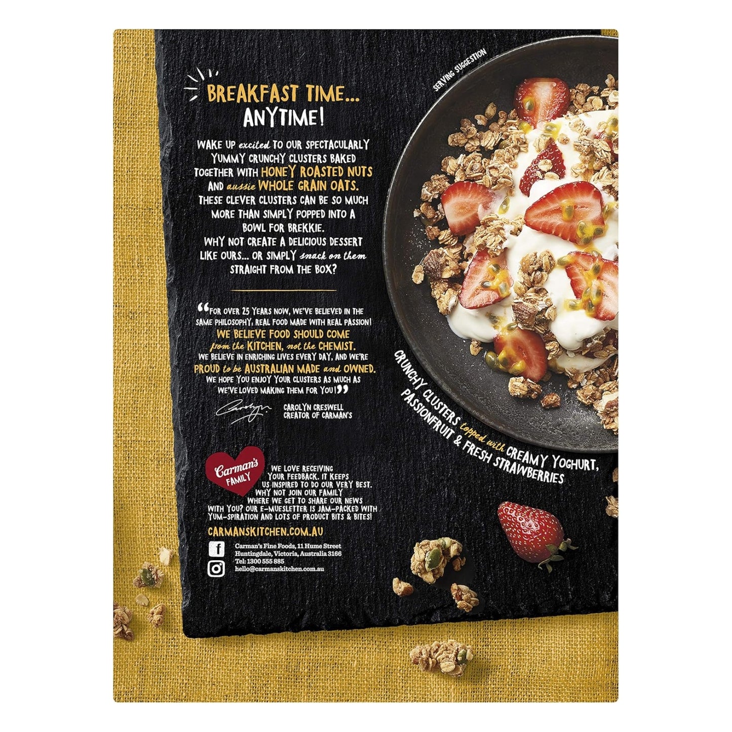 Carmans Clusters Aussie Oat Honey Crunch 450g