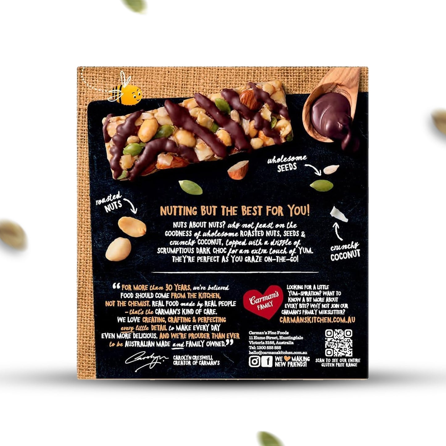 Carmans Bar Nut Dark Choc Macadamia & Coconut 160g