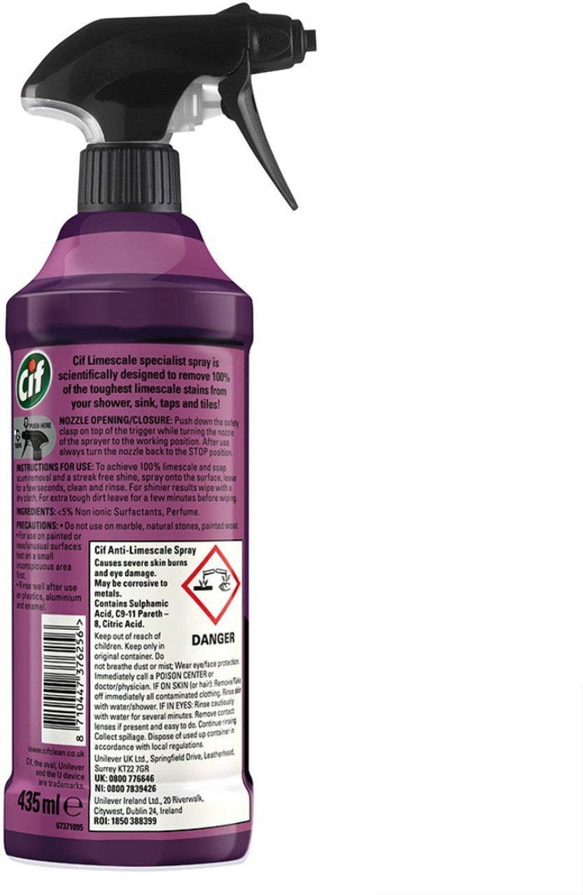 Cif Perfect Finish Limescale Spray, 100% Limescale Removal 435ml Kitchen Cleaner (435 ml)