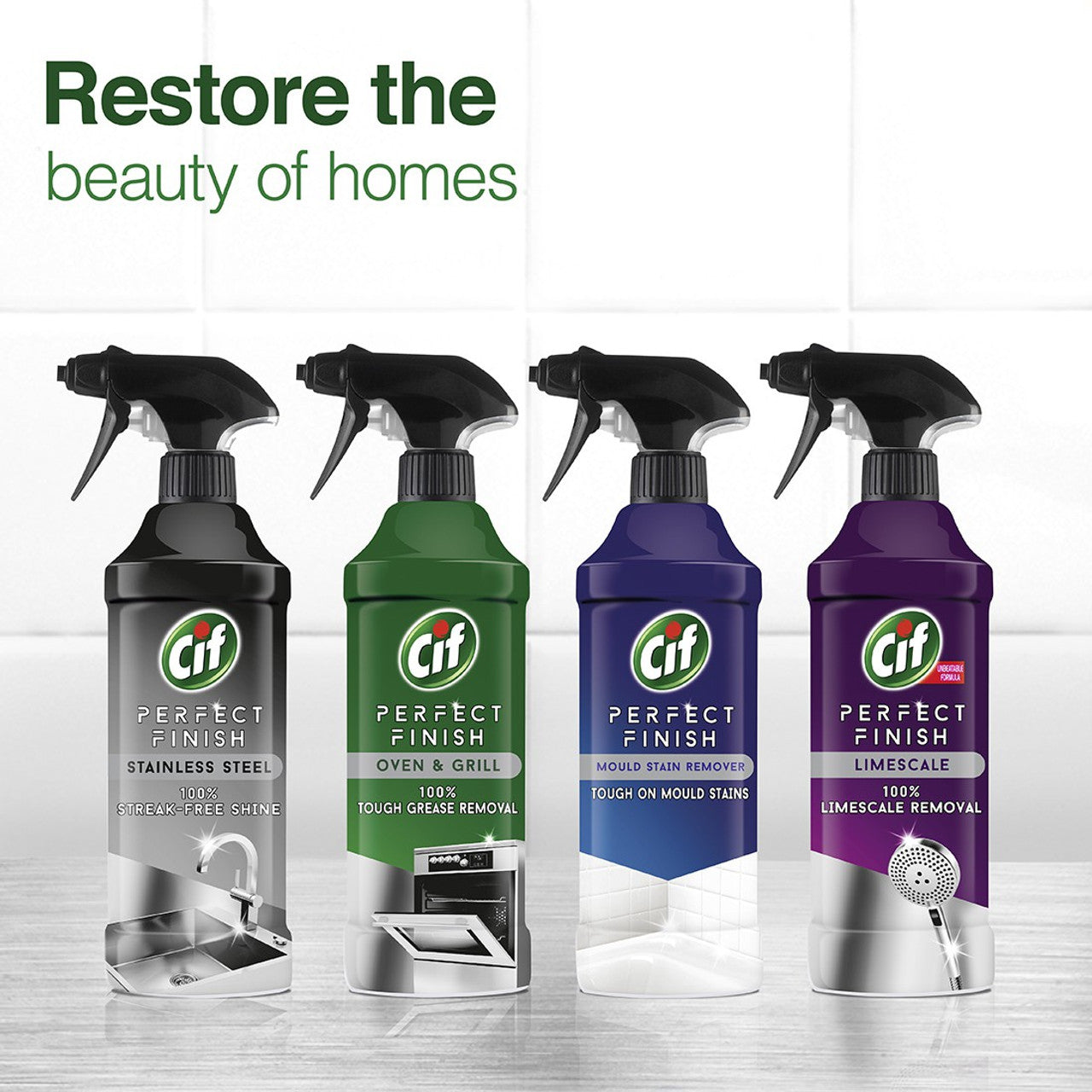 Cif Perfect Finish Limescale Spray, 100% Limescale Removal 435ml Kitchen Cleaner (435 ml)