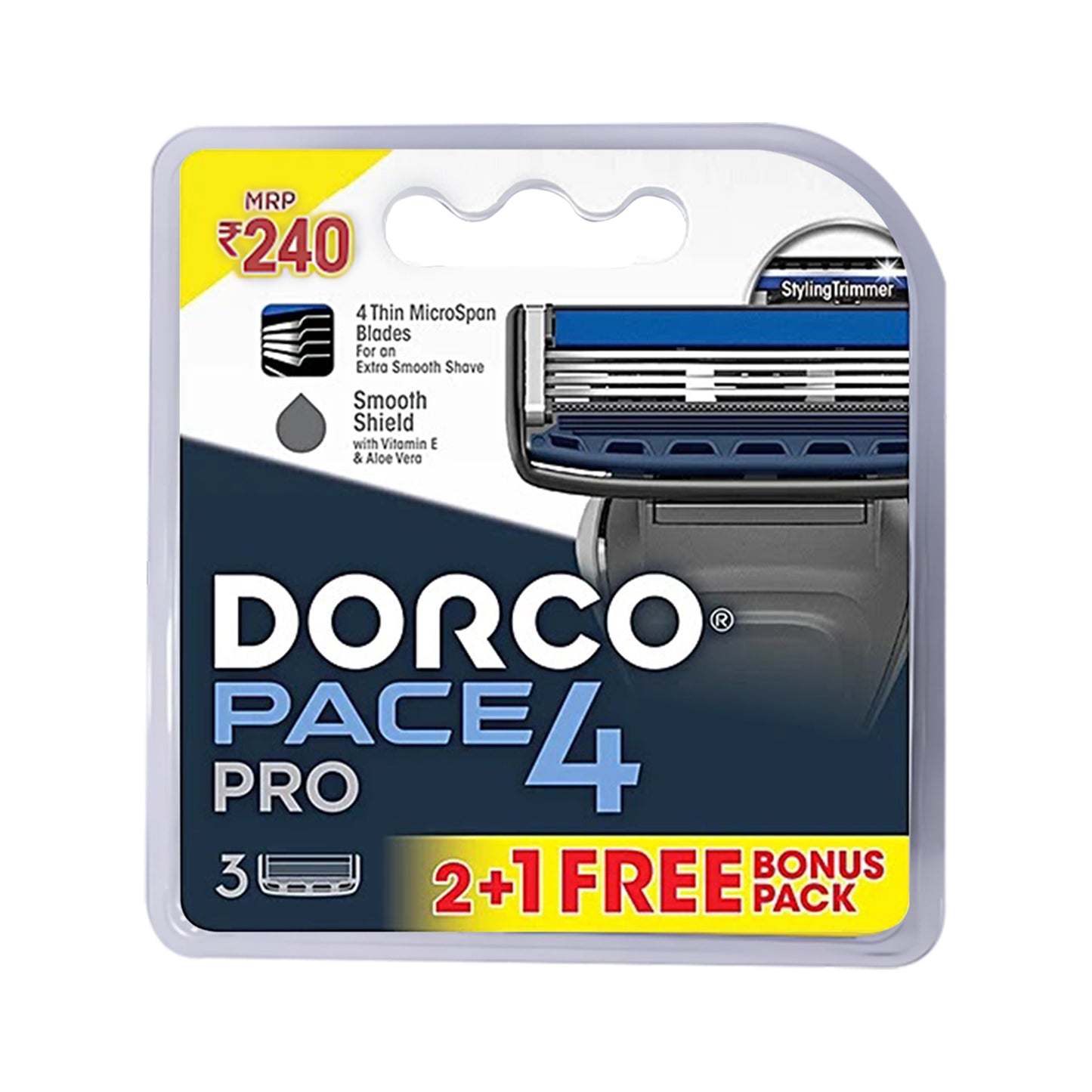 Dorco Pace 4 Pro Cartridge, Pack of 3
