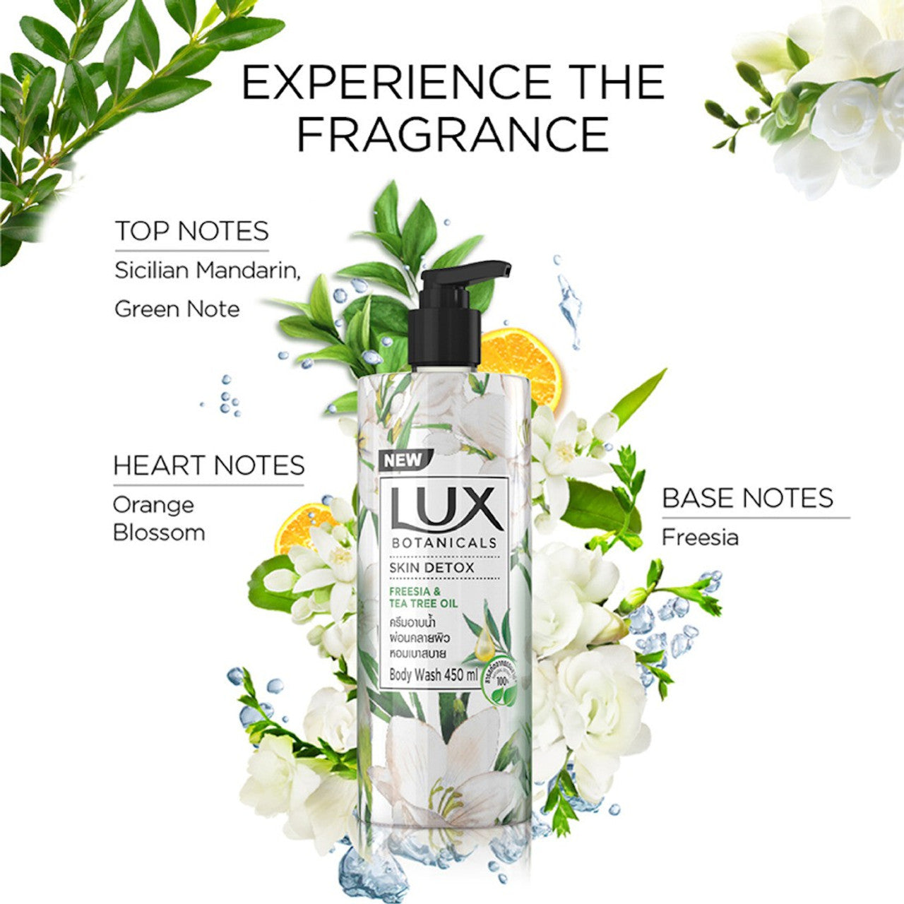 LUX Botanicals Detox Natural Body Wash | Freesia & Tea Tree Oil Extracts 450ml