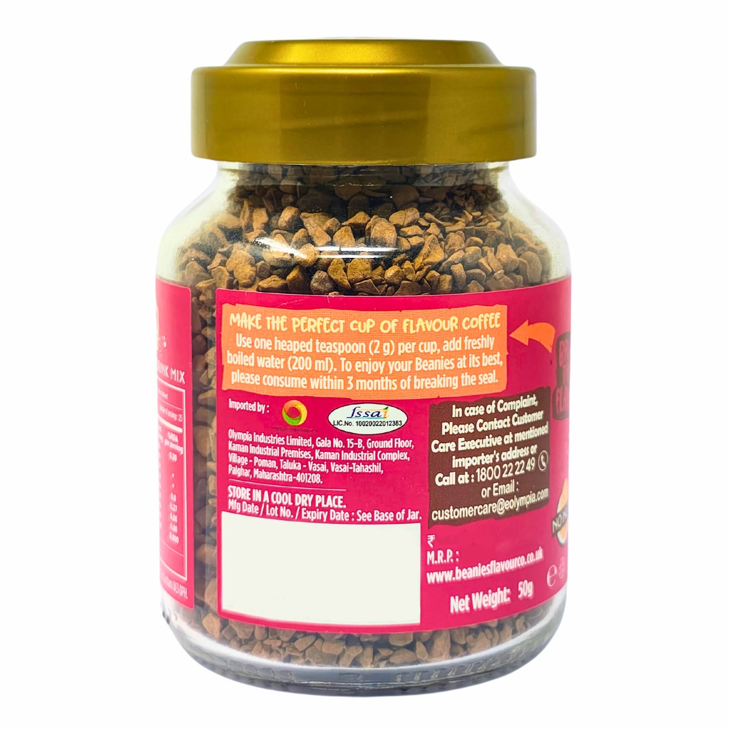 Beanies Jam Doughnut Instant Coffee, 50g