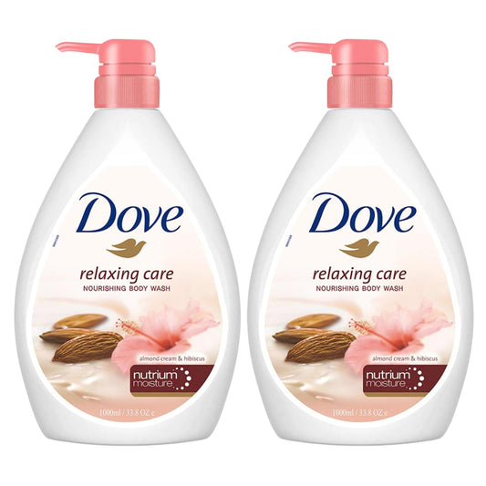 Dove Relaxing Almond Cream Body Wash Hibiscus 1L Pack of 2