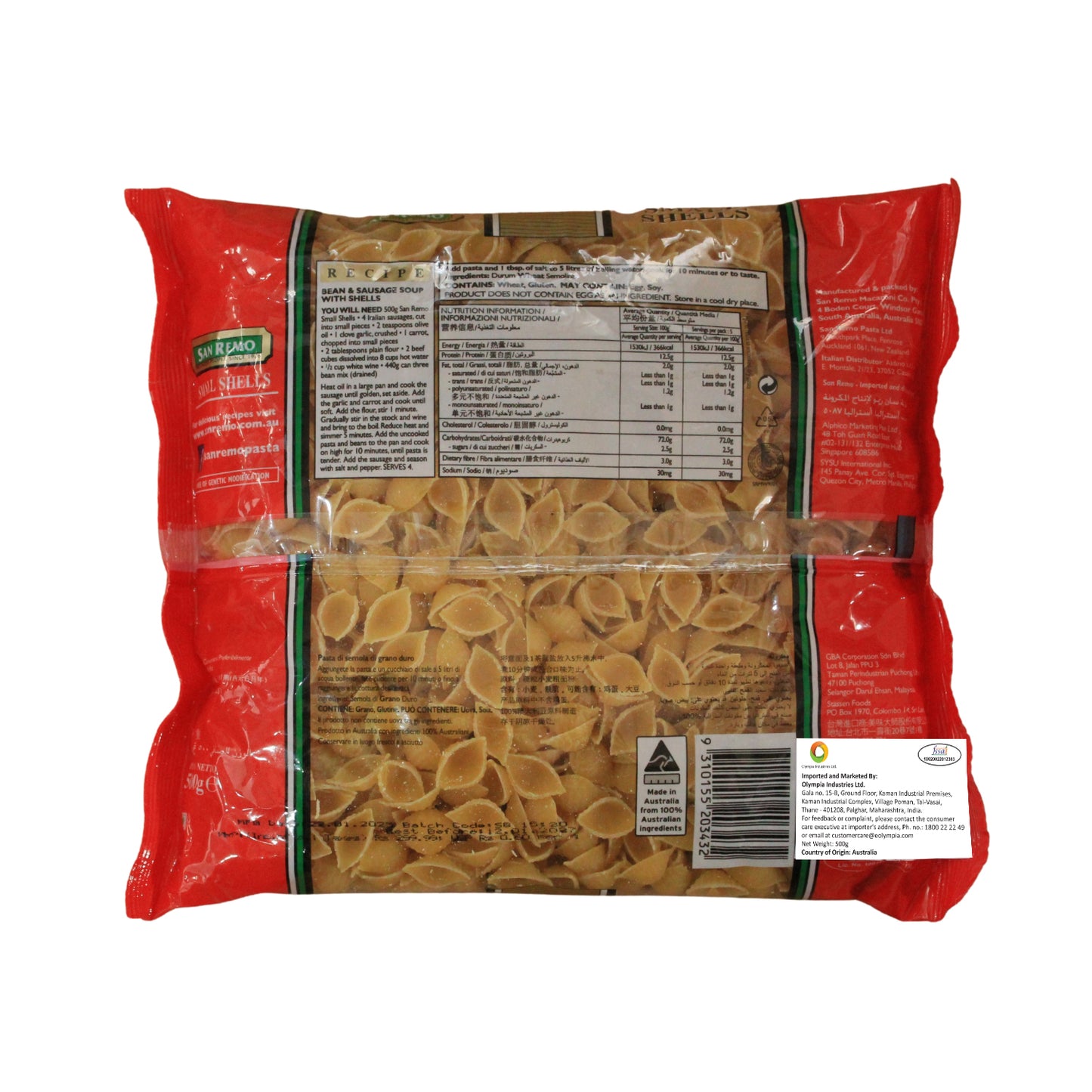 San Remo Small Shells Pasta, 500g