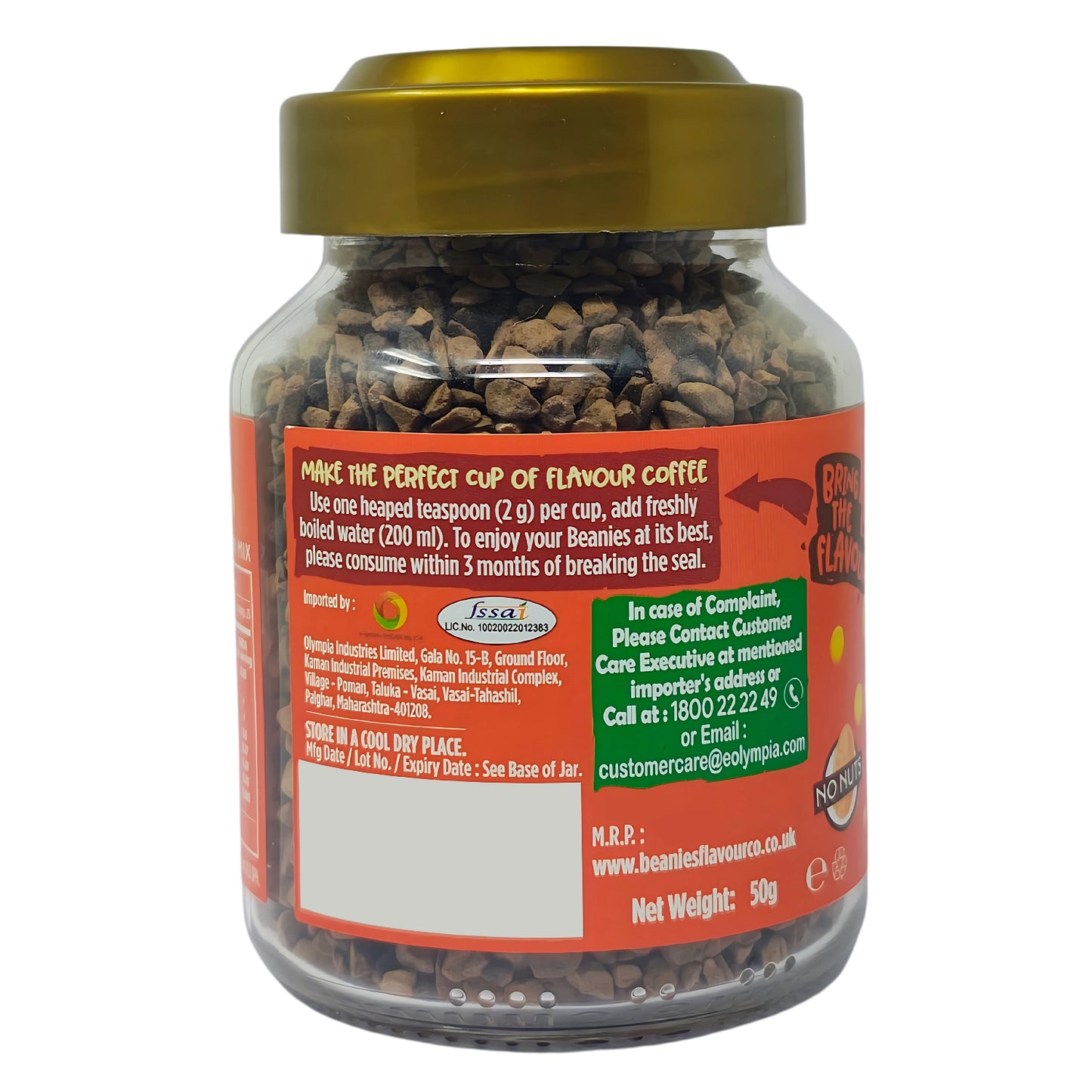 Beanies Creamy Caramel Flavour Instant Coffee, 50g