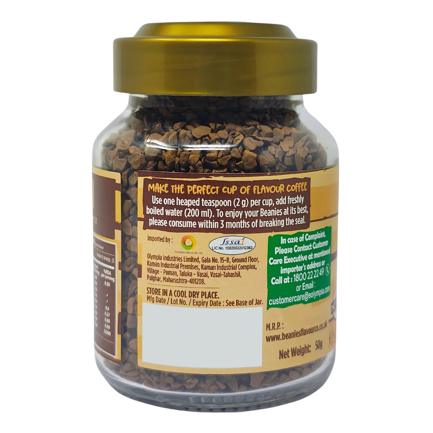 Beanies Barista Range - Cappuccino Instant Coffee, 50g