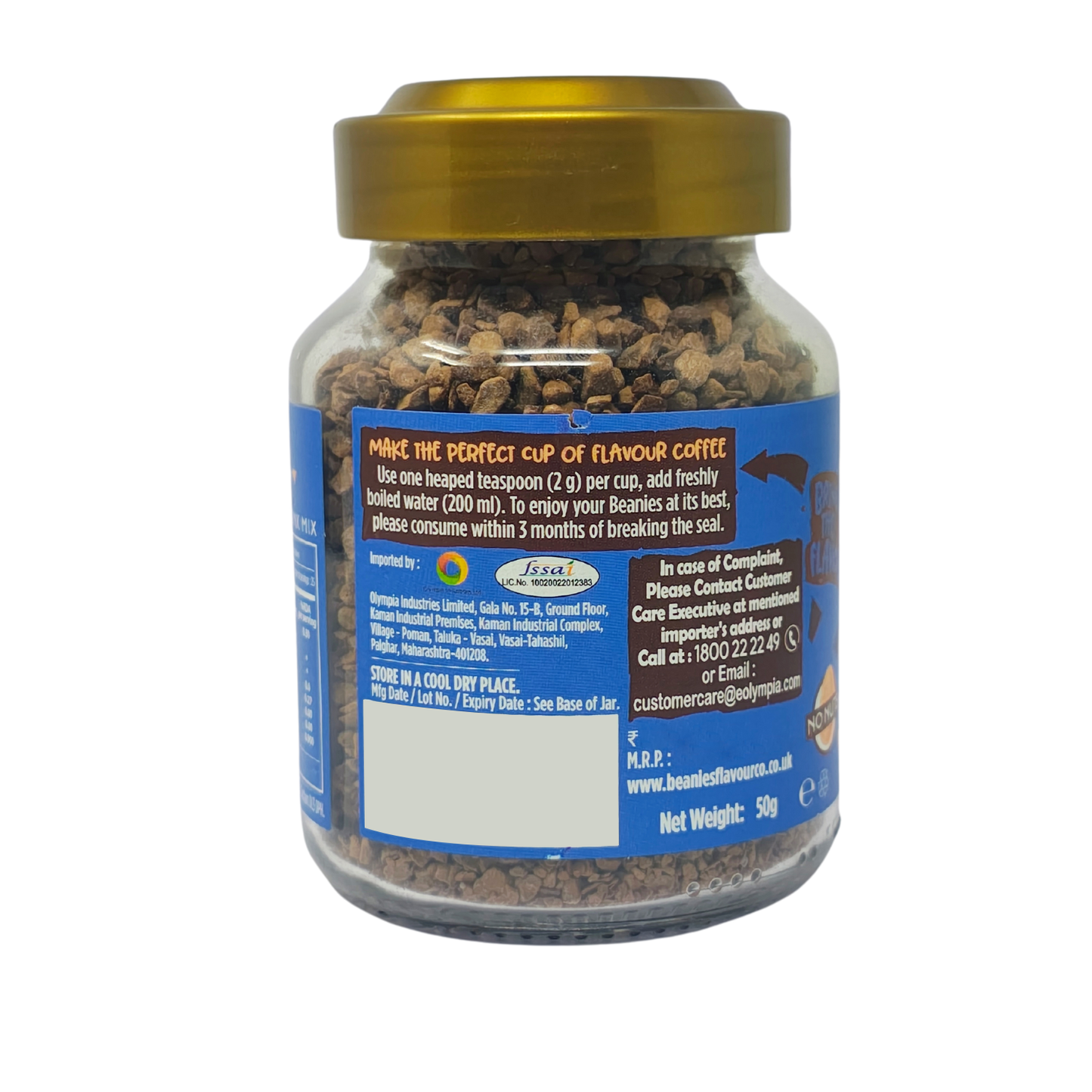 Beanies Nutty Hazelnut Flavour Instant Coffee, 50g