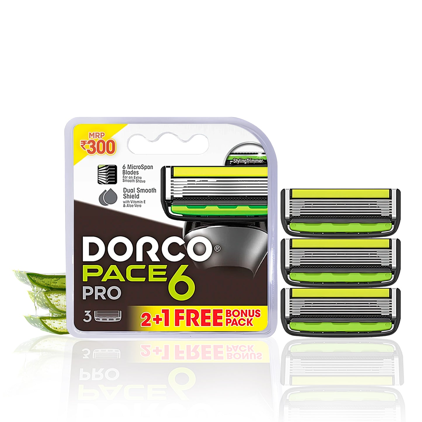 Dorco Pace 6 Pro Cartridge, Pack of 3