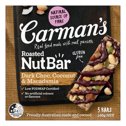 Carmans Bar Nut Dark Choc Macadamia & Coconut 160g