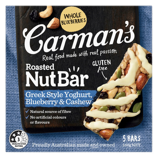 Carmans Bar Nut Greek Yoghurt Blueberry & Cashew 160g