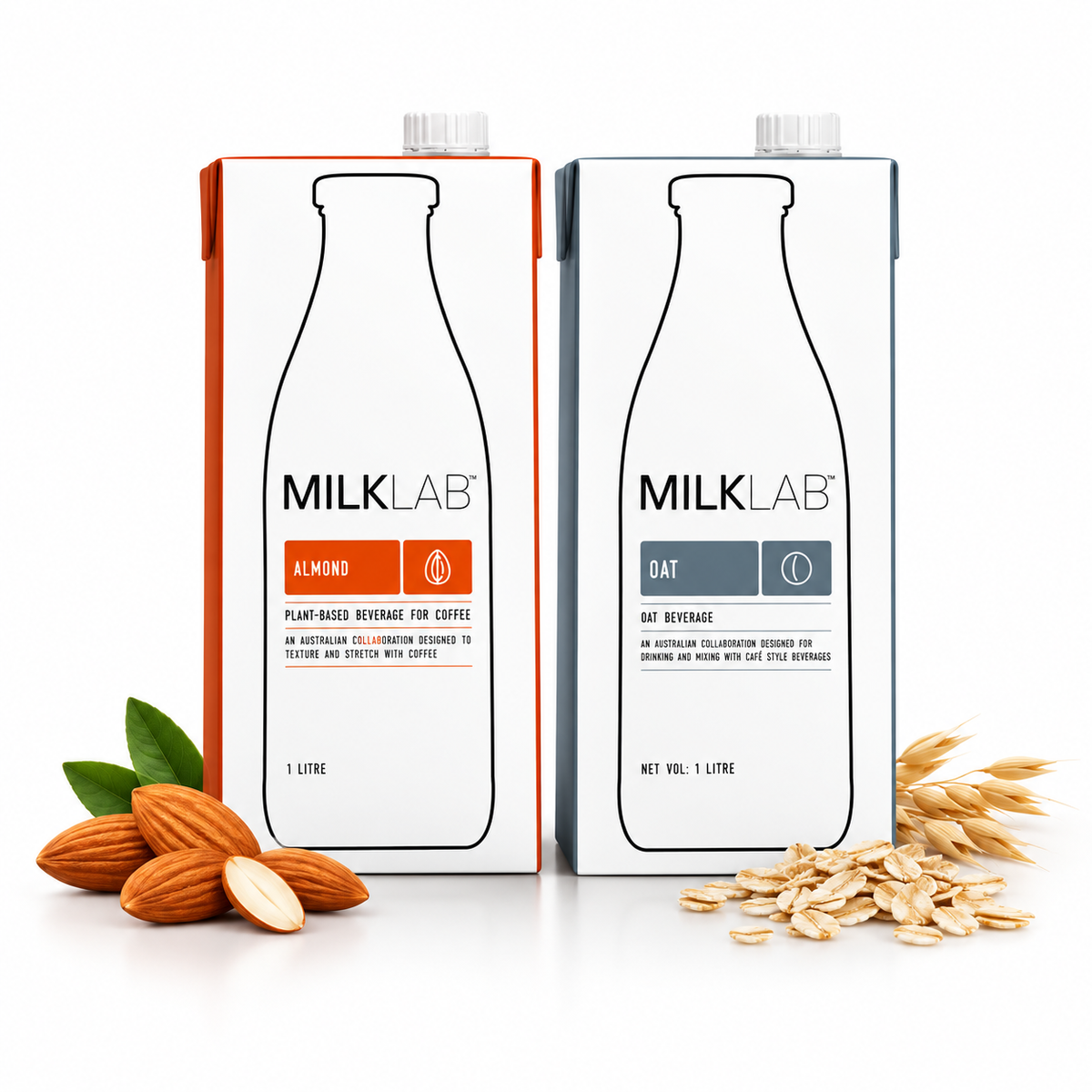 Milklab - Almond & Oat Barista Milk - Barista Grade Plant- Based Milk Made with 100% Australian Almonds / Oats - 1 Litre