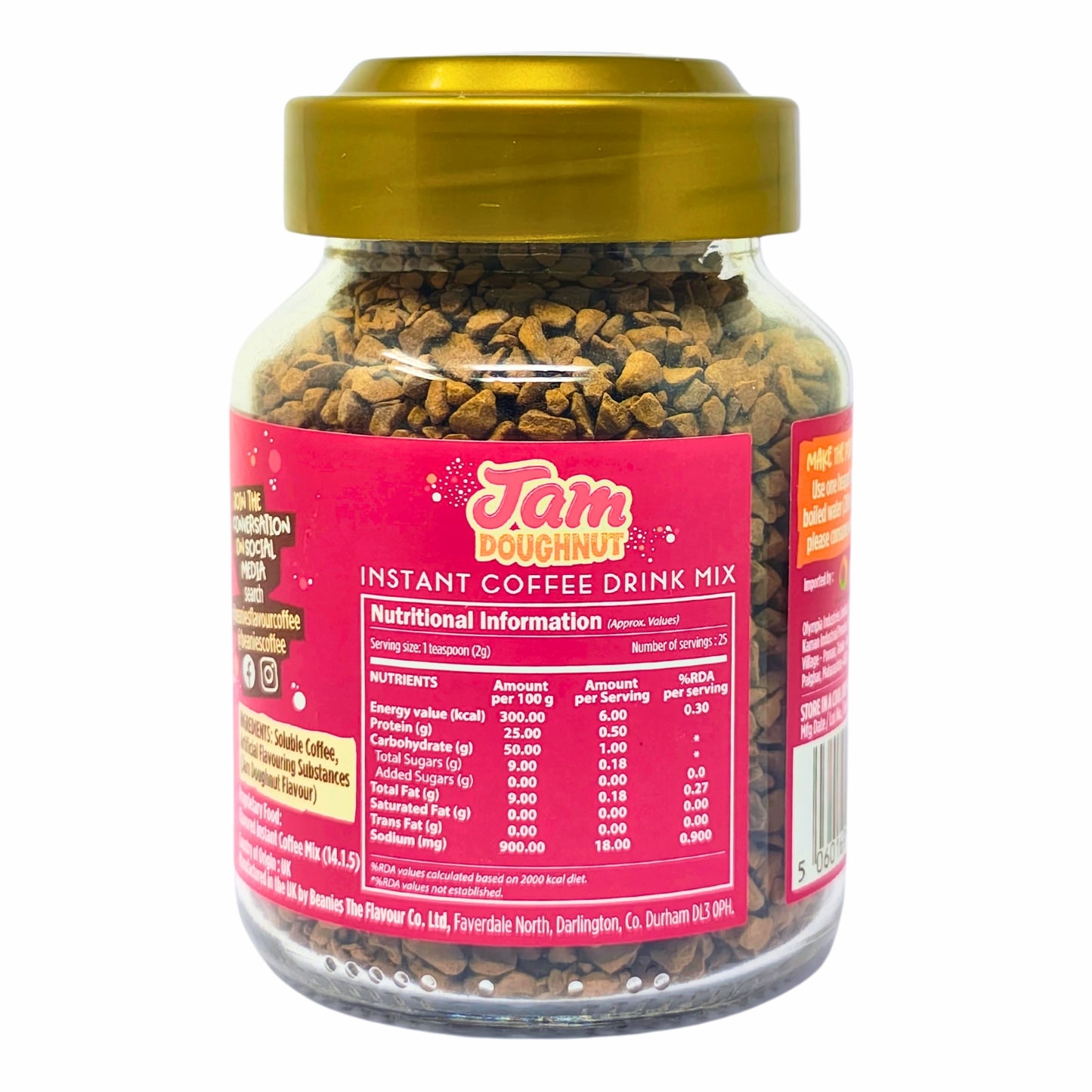 Beanies Jam Doughnut Instant Coffee, 50g