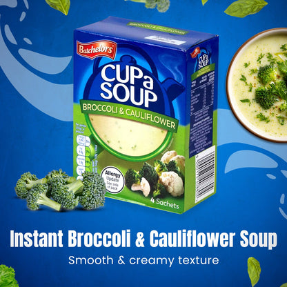 Batchelors - Cup A Soup Broccoli & Cauliflower | Instant Vegetable Soup Sachets Pack of 4 (101g)
