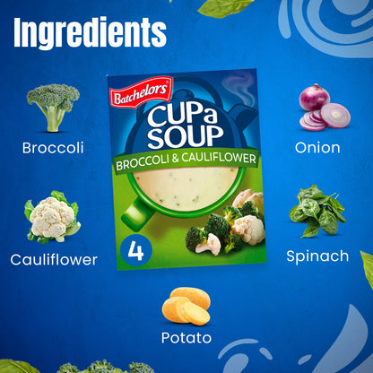 Batchelors - Cup A Soup Broccoli & Cauliflower | Instant Vegetable Soup Sachets Pack of 4 (101g)