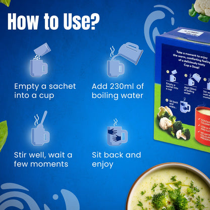 Batchelors - Cup A Soup Broccoli & Cauliflower | Instant Vegetable Soup Sachets Pack of 4 (101g)