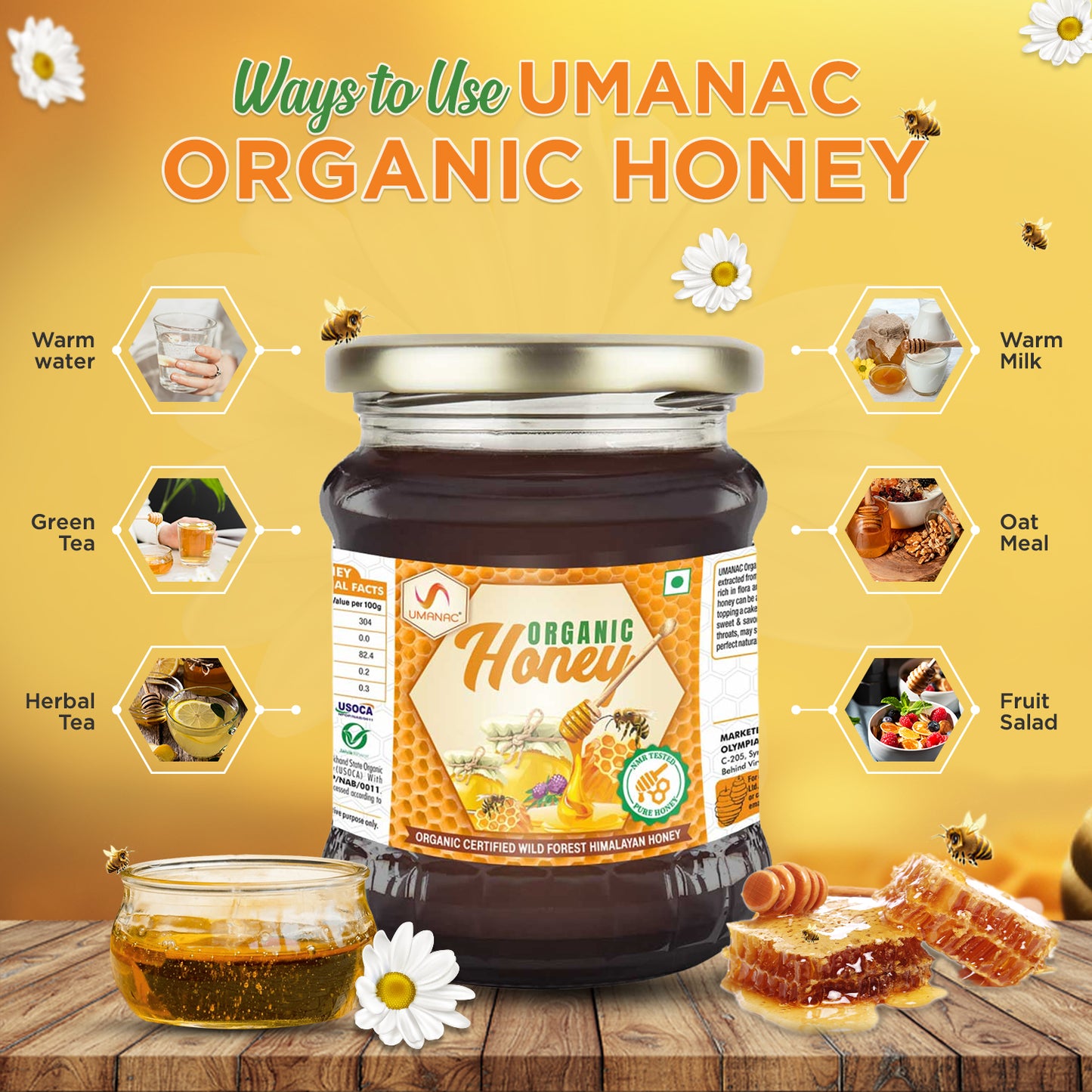Umanac Organic Honey - 250Ml Vitamins & Minerals (Pack Of 2)