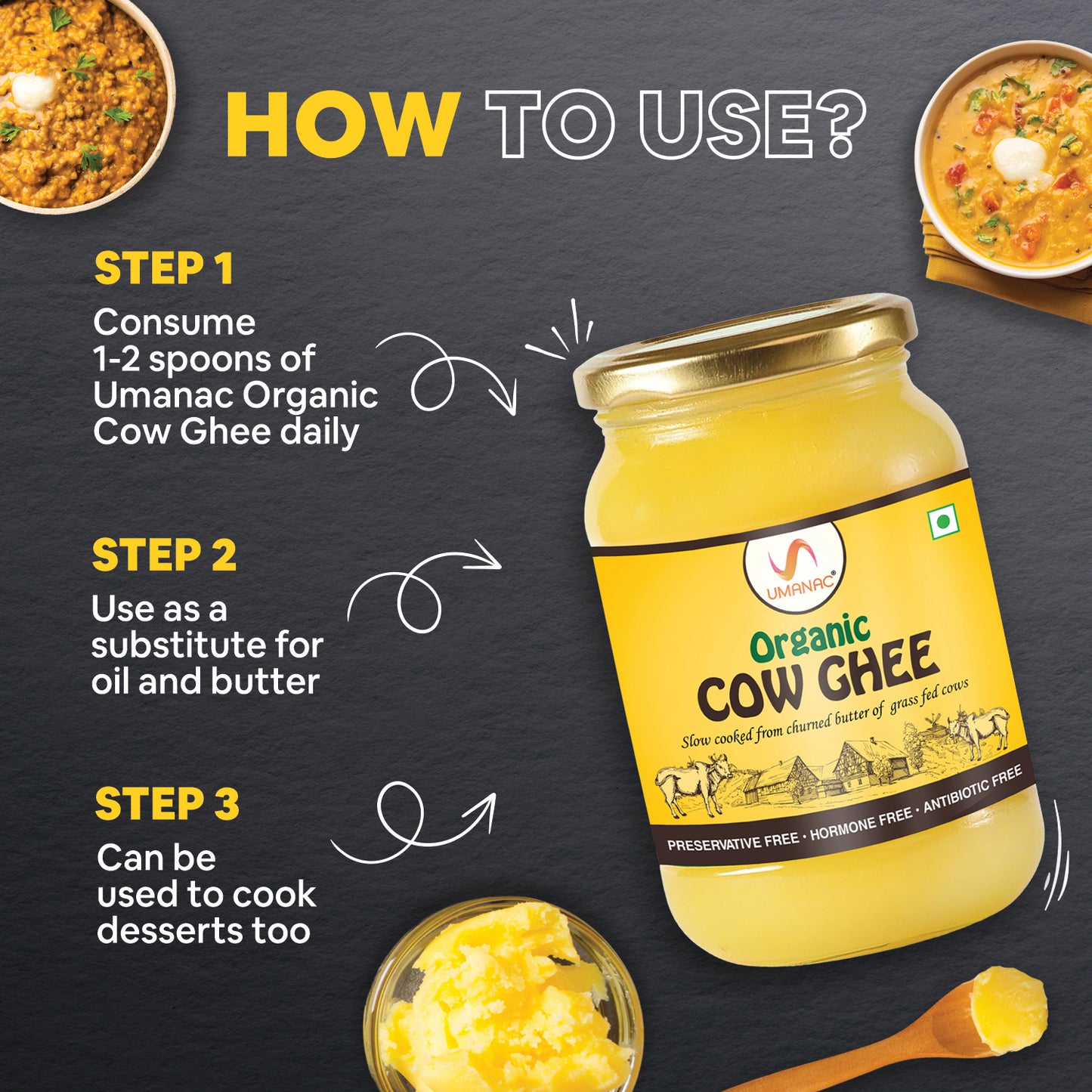 UMANAC Organics Premium Cow Ghee - 500ml