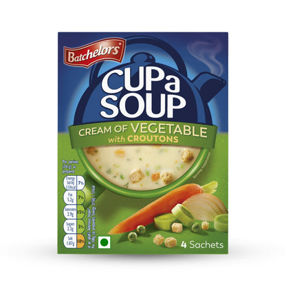 Batchelors Cup A Soup Cream of Vegetable with Croutons | Instant Vegetable Soup Sachets 122g (4 Pack)