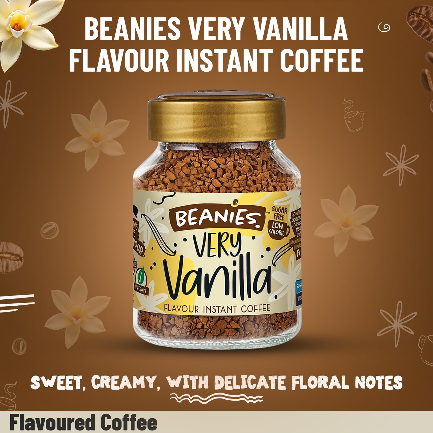 Beanies Very Vanilla Flavour Instant Coffee, 50g