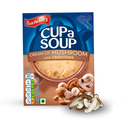 Batchelors - Cup A Soup Cream of Mushroom with Croutons | Instant Mushroom Soup Sachets Pack of 4 (99g)