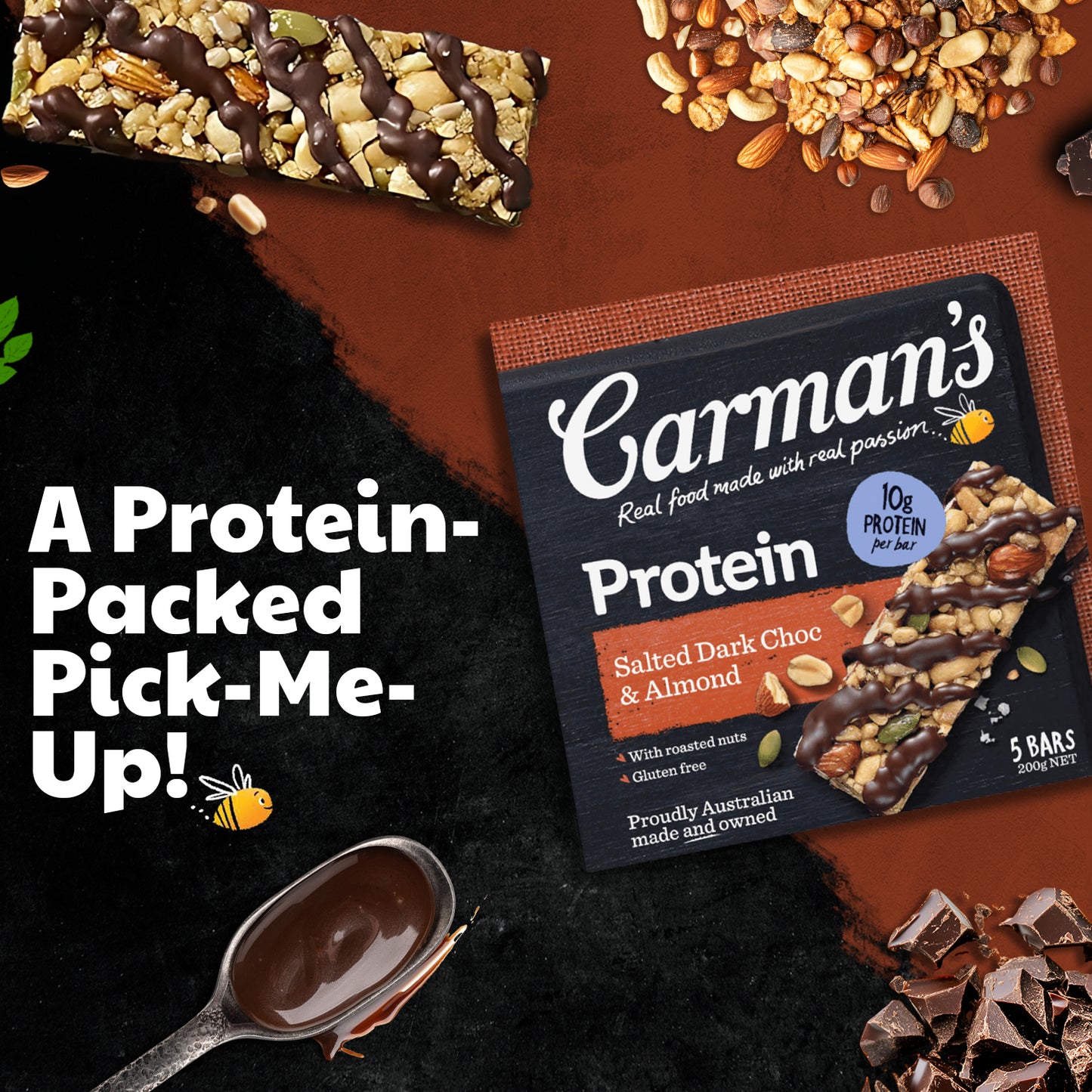 Carmans Bar Protein Salted Dark Choc Almond 200g