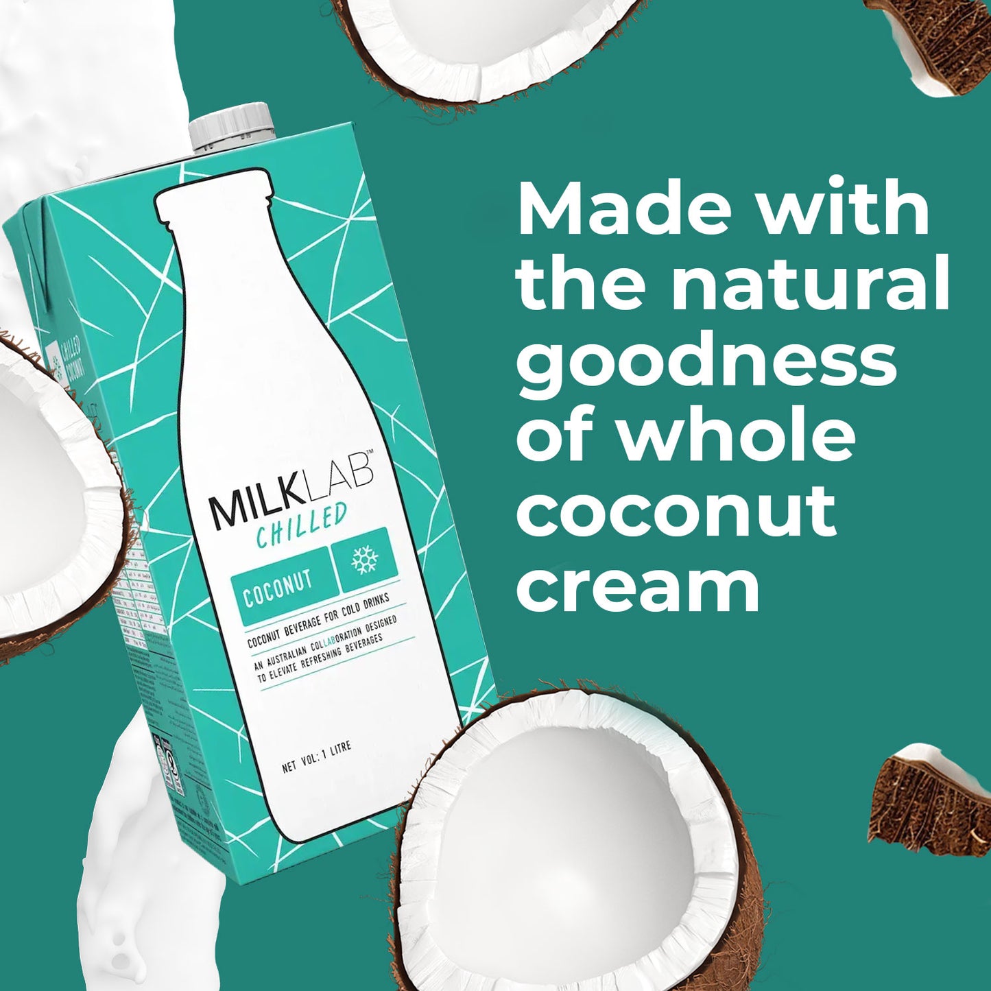MILKLAB Barista Milk Pack of 3 – Coconut, Almond, Oats | Lactose-free- 1 liter.