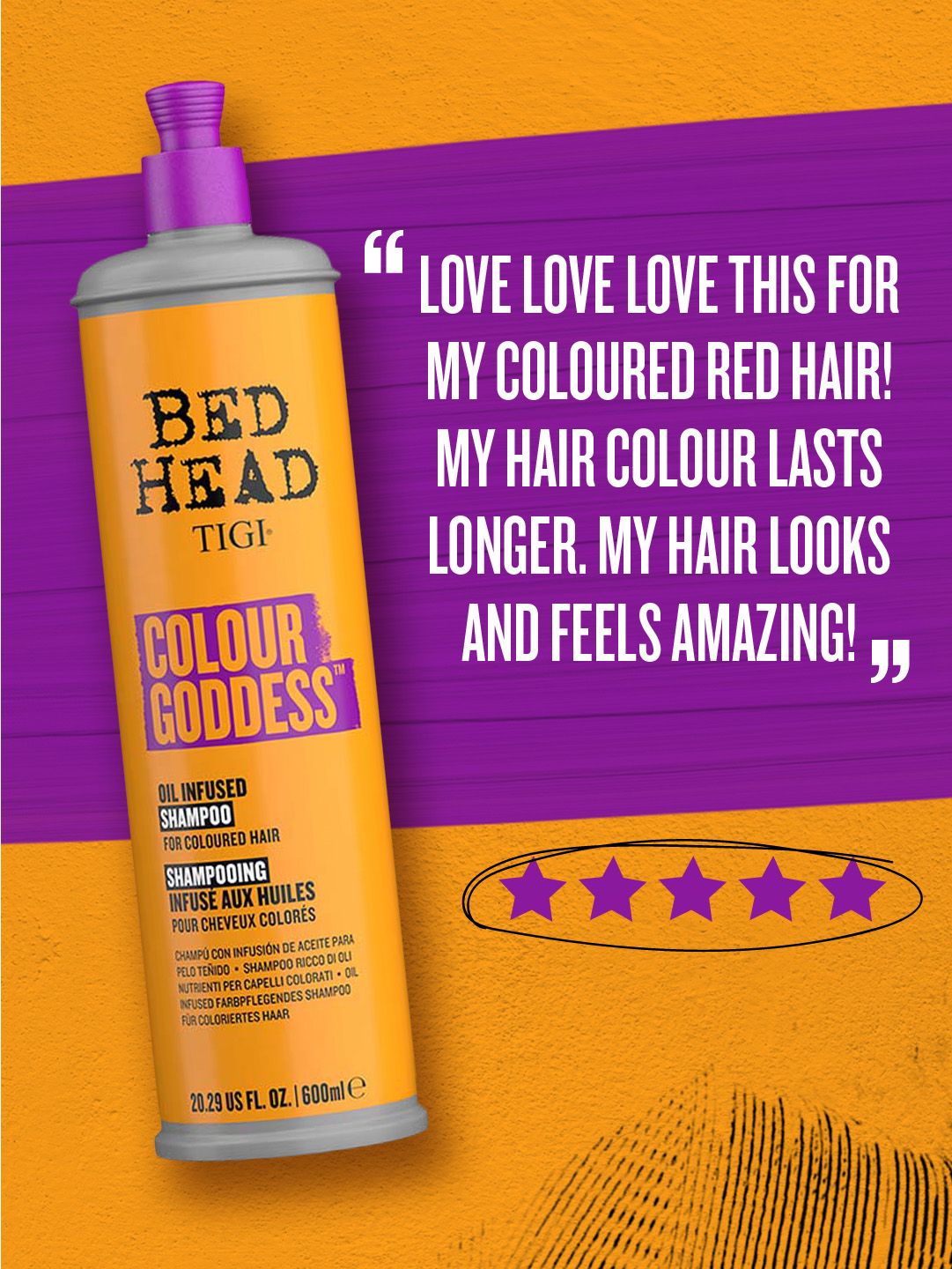Bed Head Colour Goddess Oil Infused Shampoo for Coloured Hair.