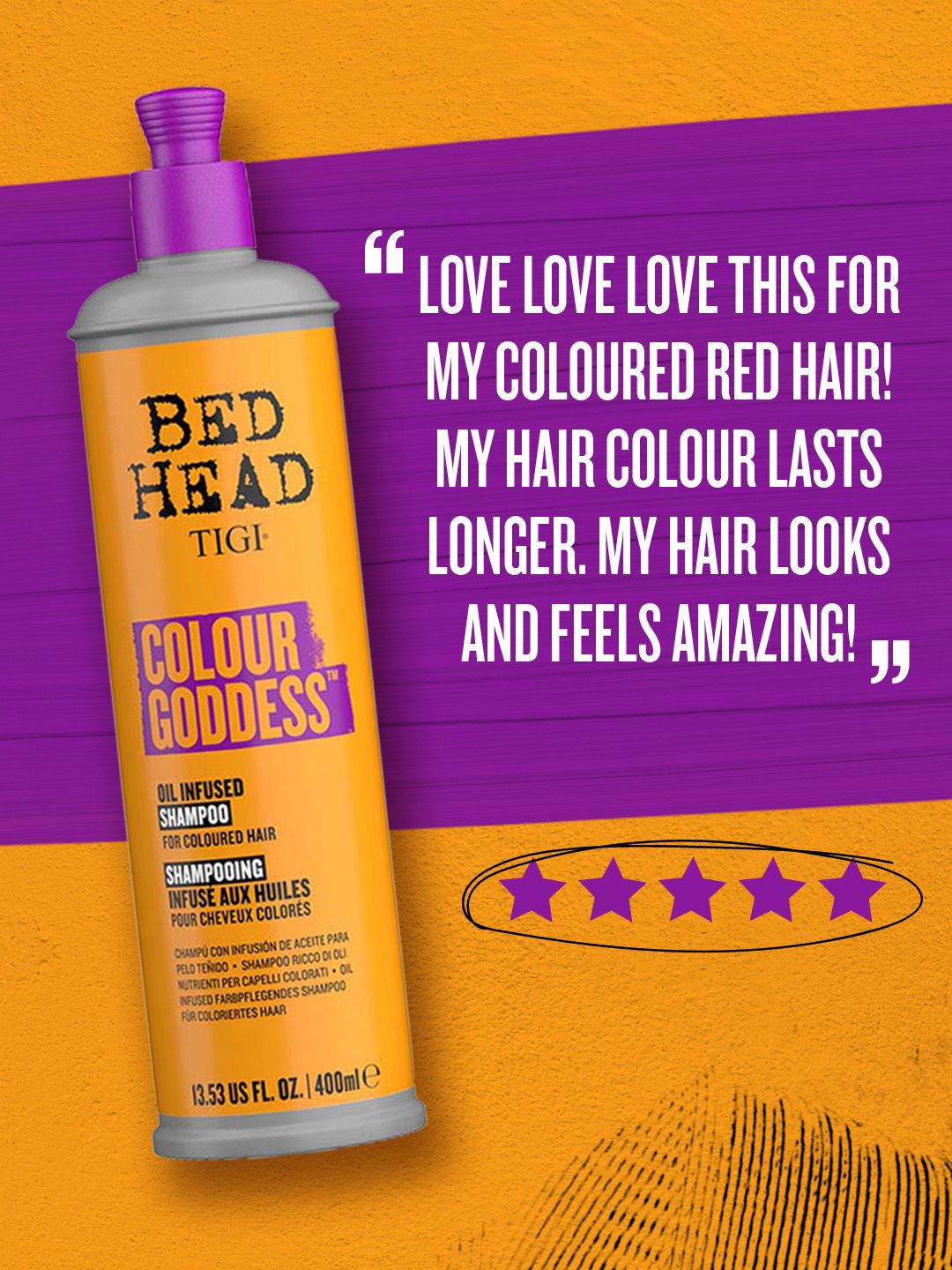 Bed Head Colour Goddess Oil Infused Shampoo for Coloured Hair.