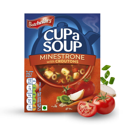 Batchelors - Cup A Soup Minestrone with Croutons | Instant Vegetable Soup Sachets Pack of 4 (94g)