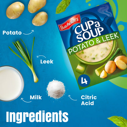 Batchelors - Cup A Soup Creamy Potato & Leek | Instant Soup Sachets Pack of 4 (107g)