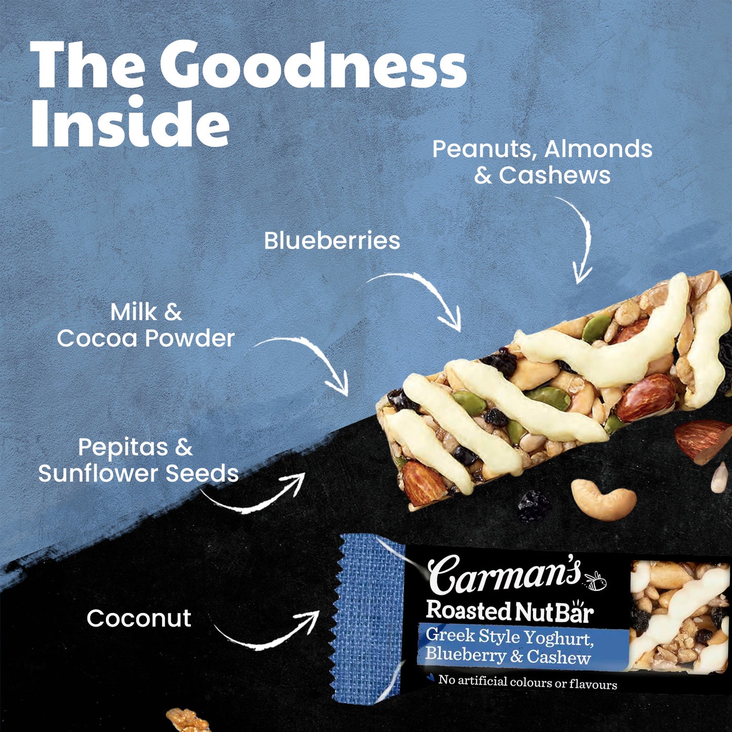 Carmans Bar Nut Greek Yoghurt Blueberry & Cashew 160g