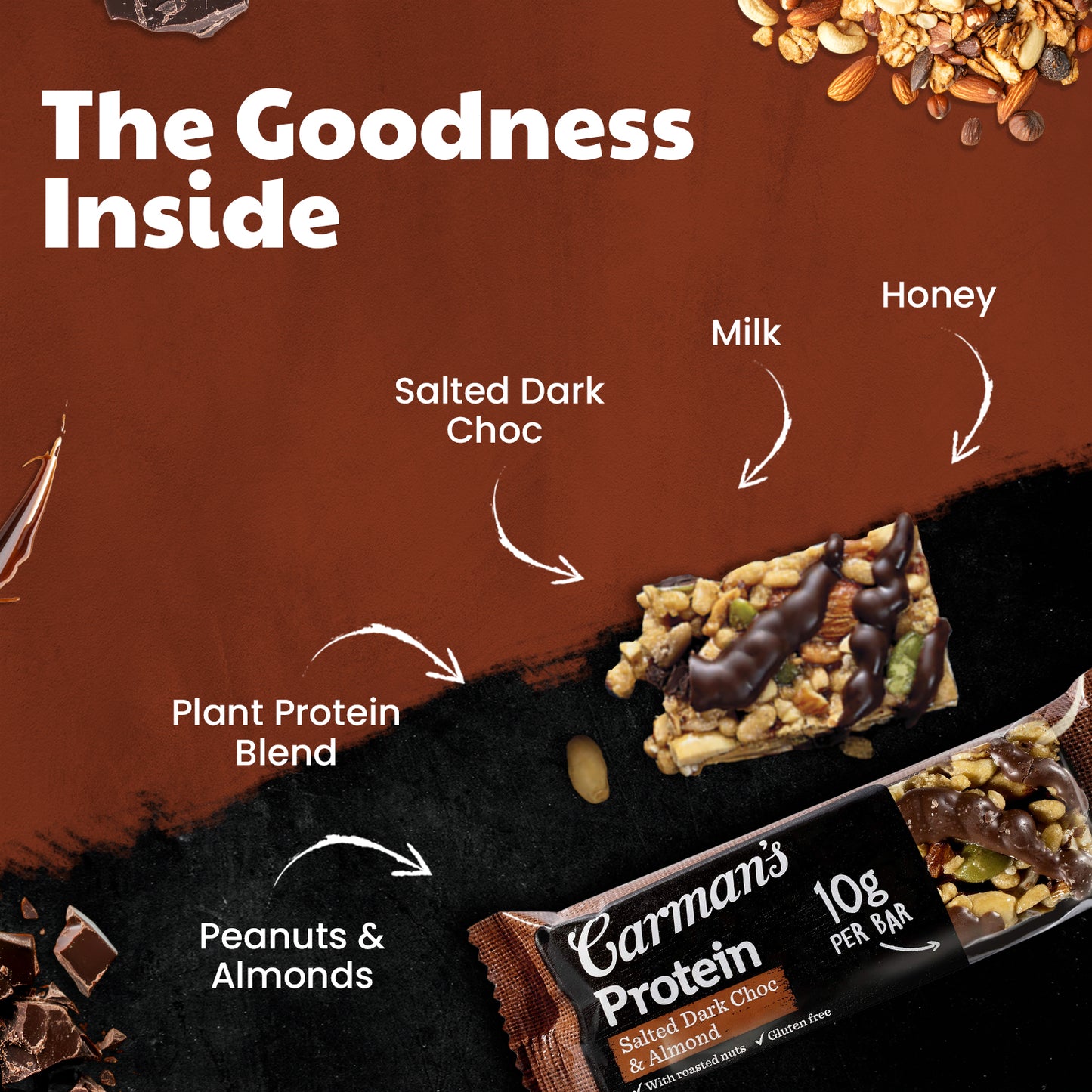 Carmans Bar Protein Salted Dark Choc Almond 200g