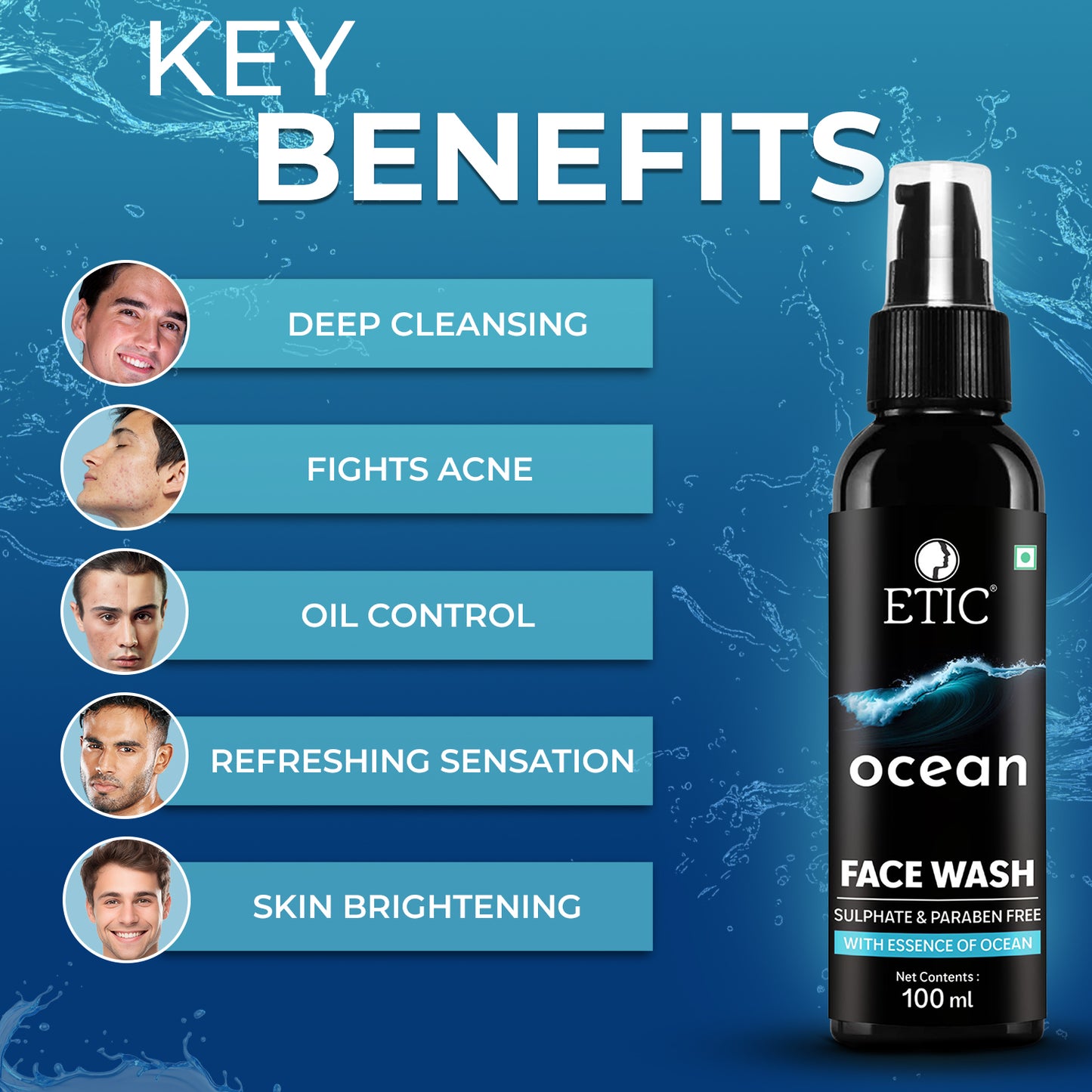 Etic Ocean Men's Face Wash 100ml Pack Of 3