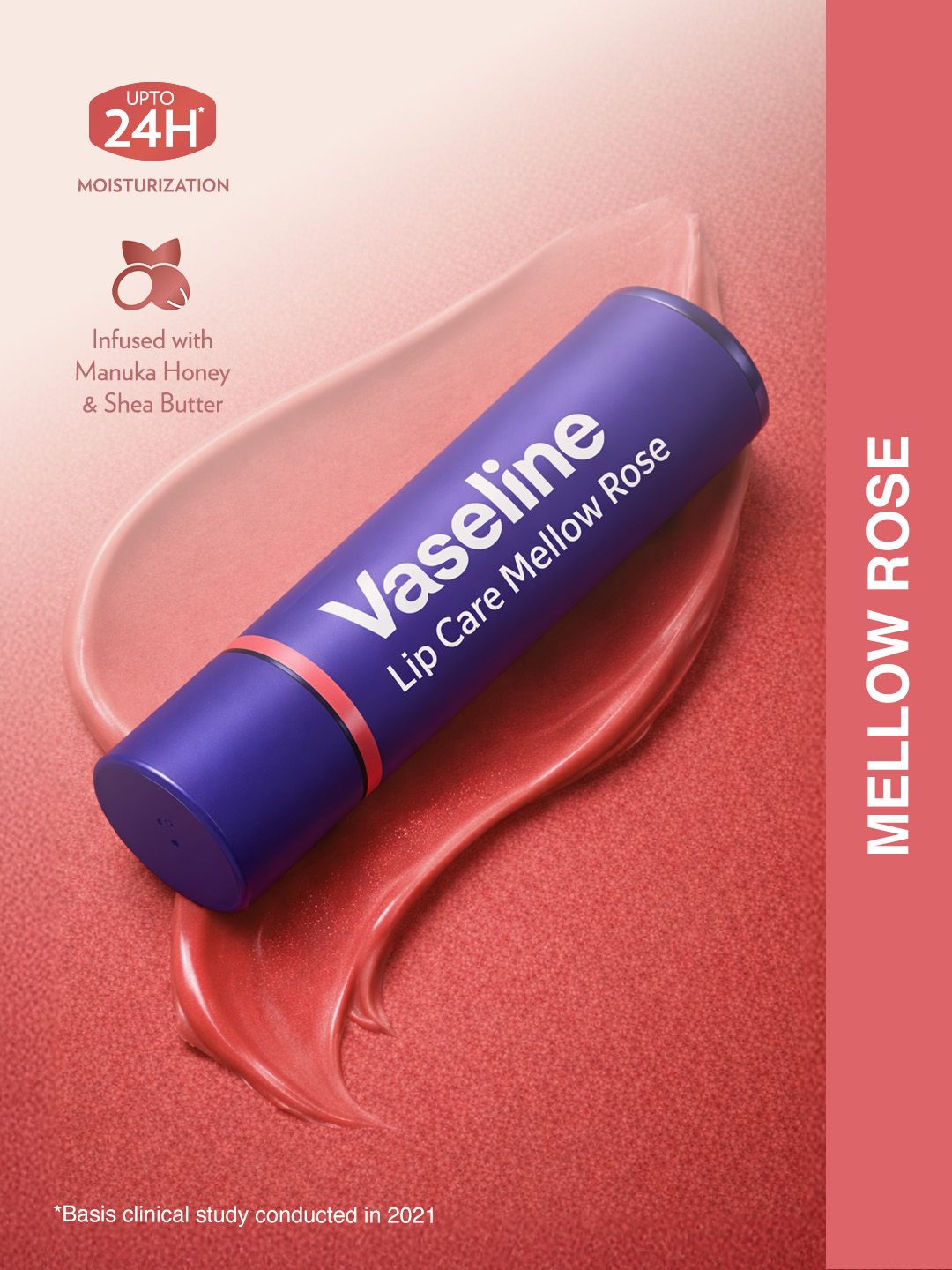 Vaseline Colour+Care Tinted Lip Balm Stick with Shea Butter 3g - Mellow Rose