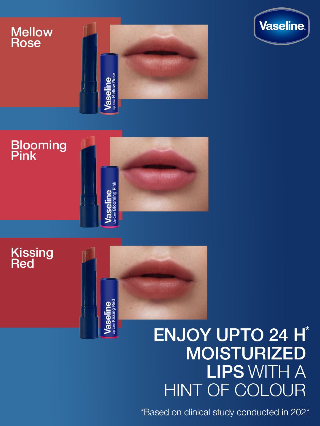 Vaseline Colour+Care Tinted Lip Balm Stick with Shea Butter 3g - Mellow Rose