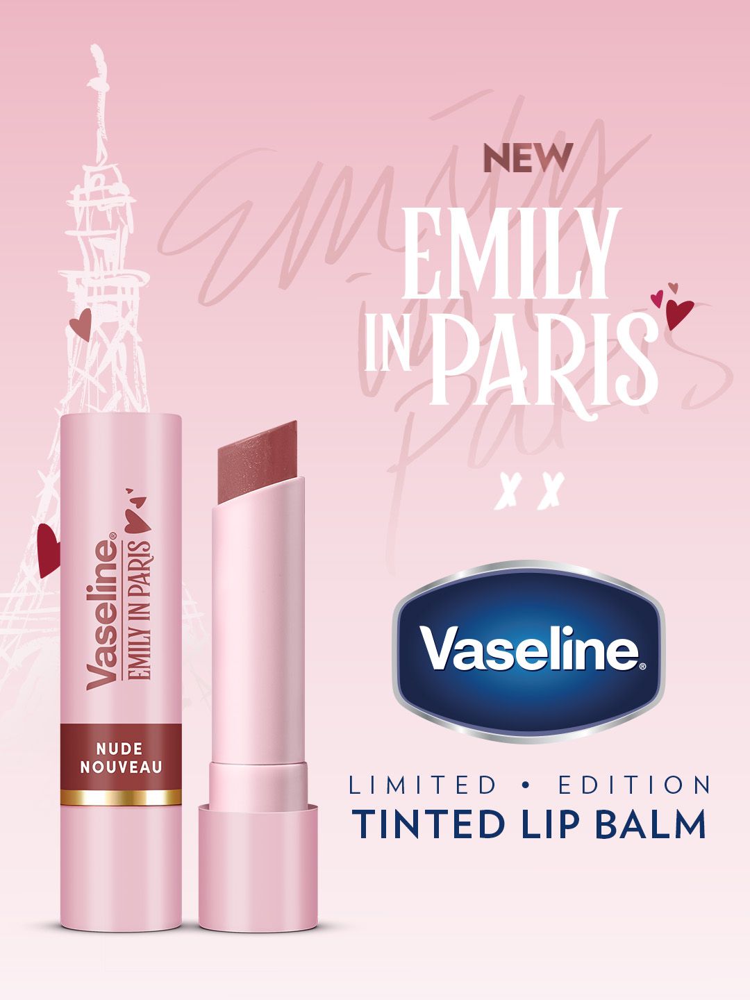 Vaseline Emily in Paris Limited Edition Tinted Lip Balm Stick 3g - Nude Nouveau
