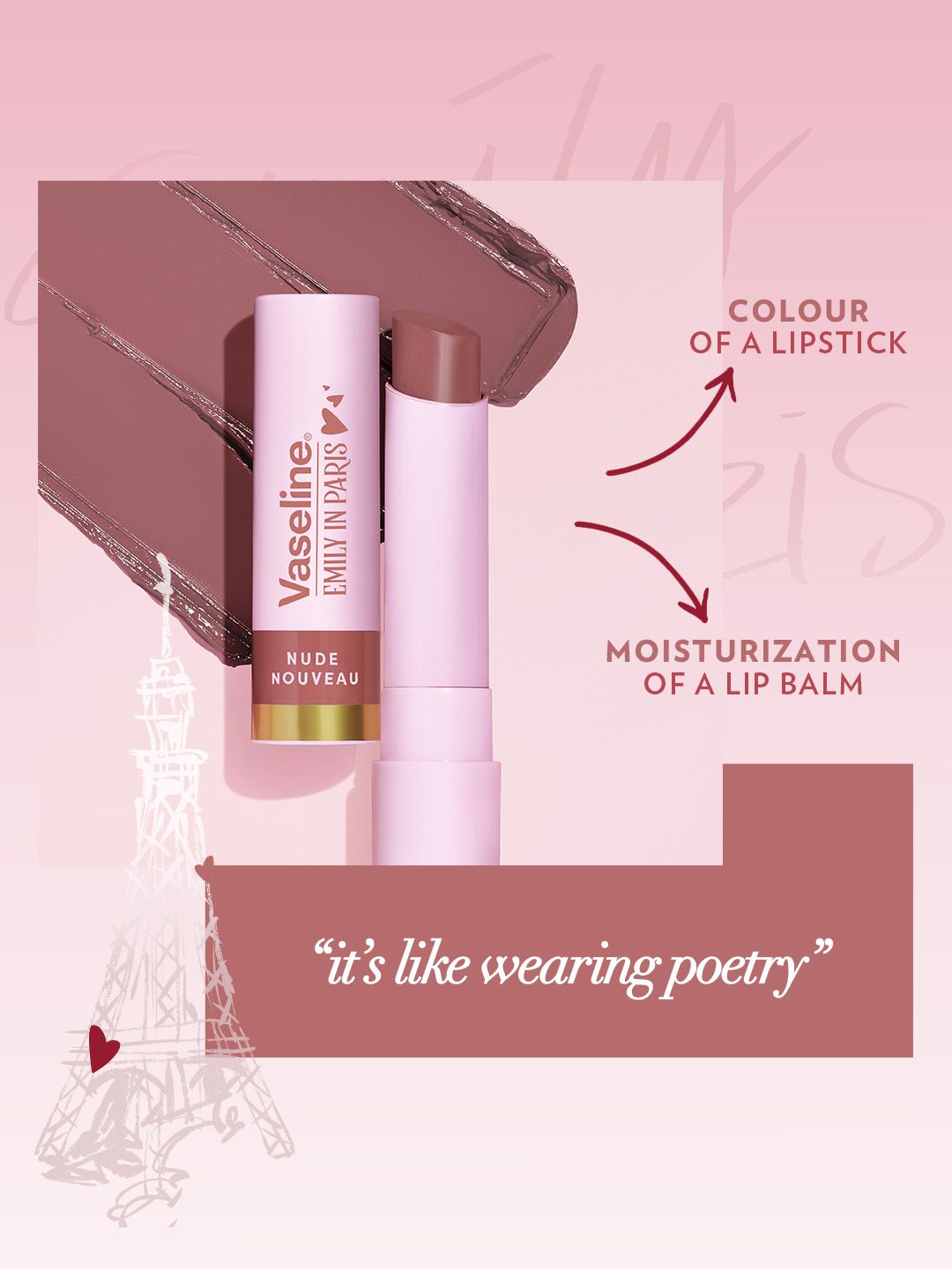 Vaseline Emily in Paris Limited Edition Tinted Lip Balm Stick 3g - Nude Nouveau